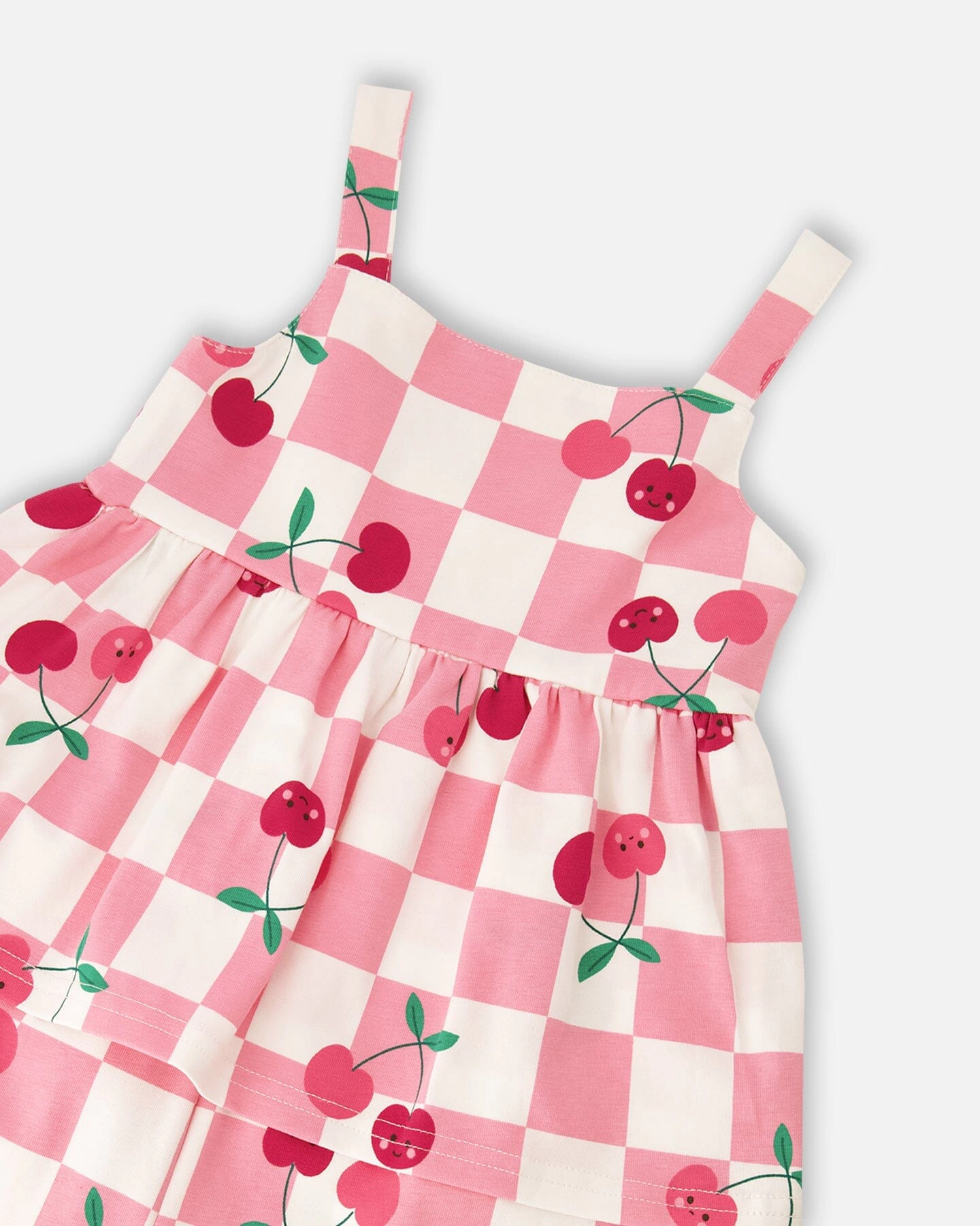 Deux par Girls Organic Cotton Jersey Romper Printed Cherries