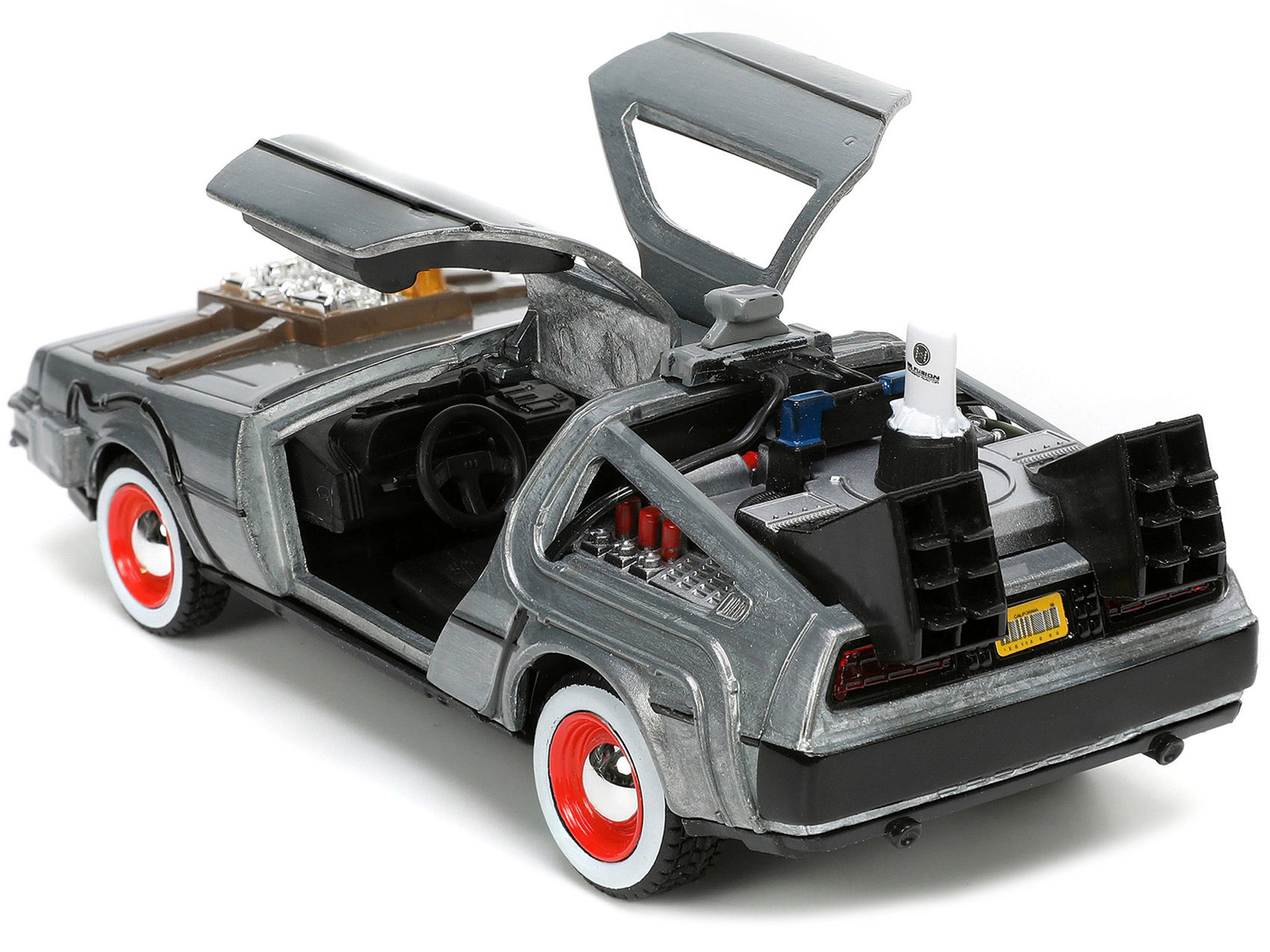 Jada DeLorean DMC (Time Machine) Brushed Metal "Back to the Future Part III" (1990) Movie "Hollywood Rides"