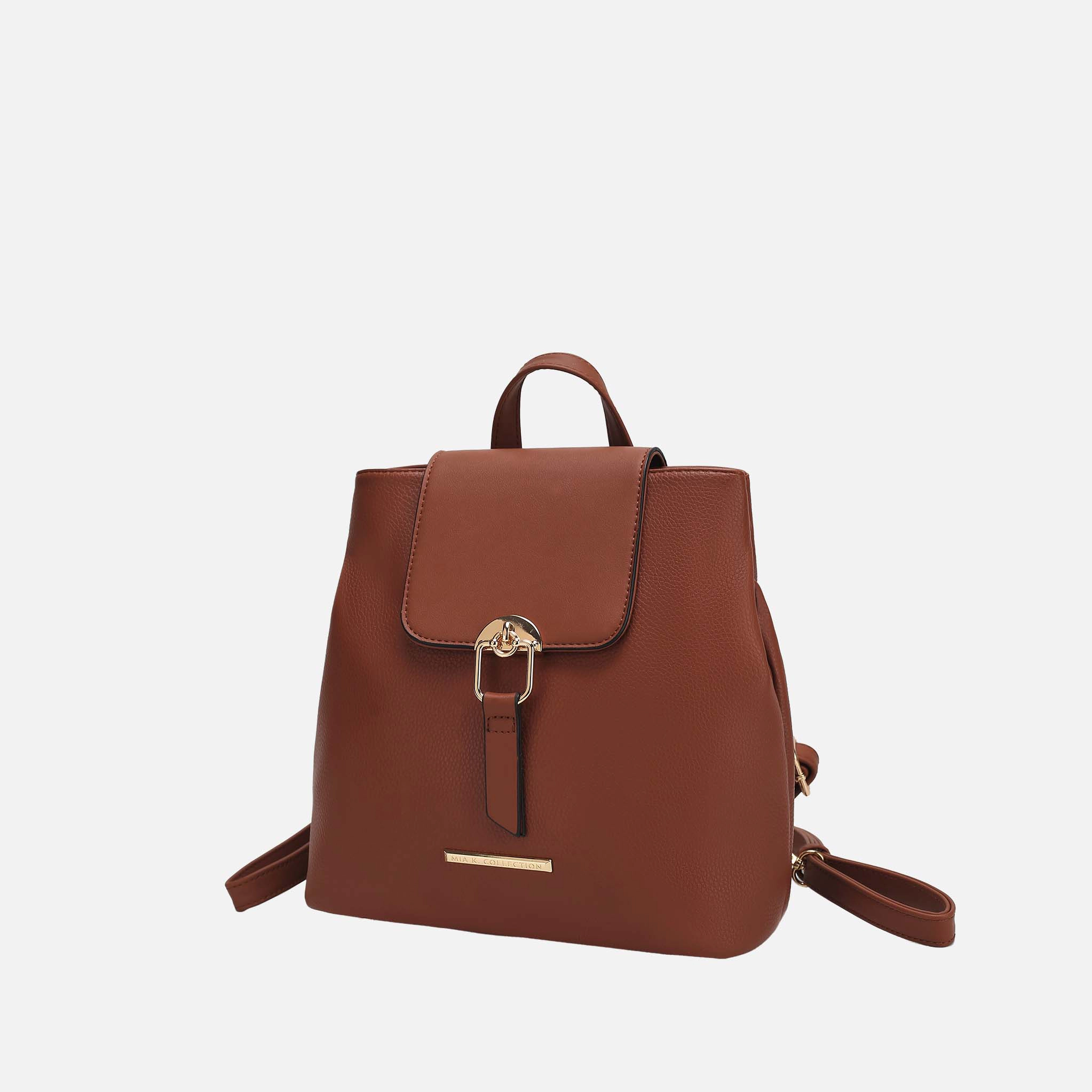 Mia K Collection Ingrid Vegan Leather Convertible Backpack for Women