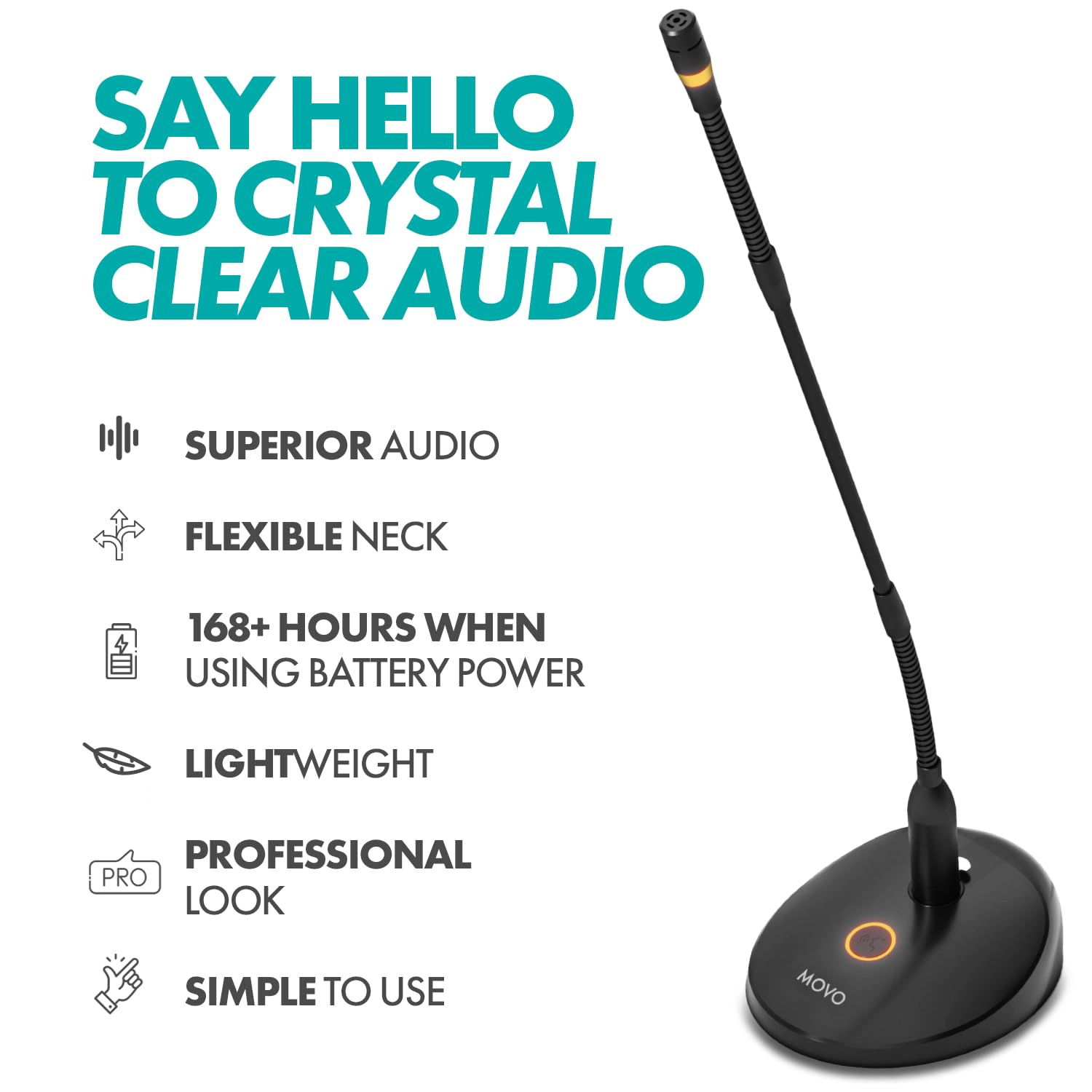 Movo GM-9 XLR Gooseneck Microphone with Interface with XLR Output