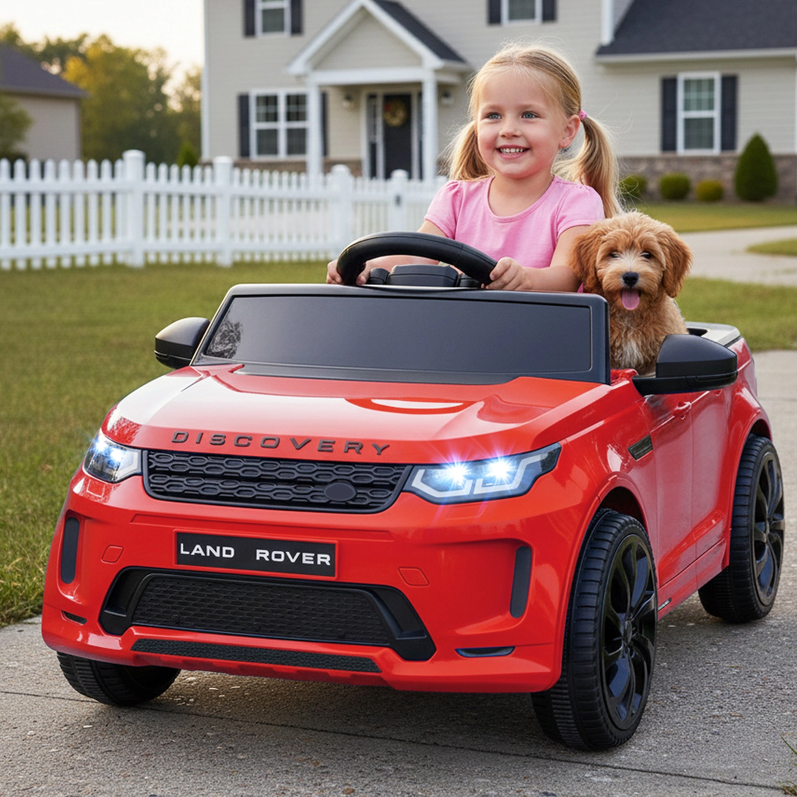 SUGIFT Licensed Land Rover Kids Ride-On Car 12V Battery Powered Electric Car 66-lb Capacity Ages 3+ 38-in Body Red