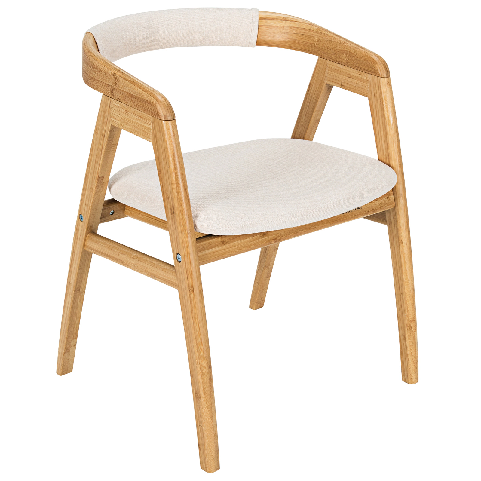 LJG Bamboo Upholstered Dining Chair with Curved Back