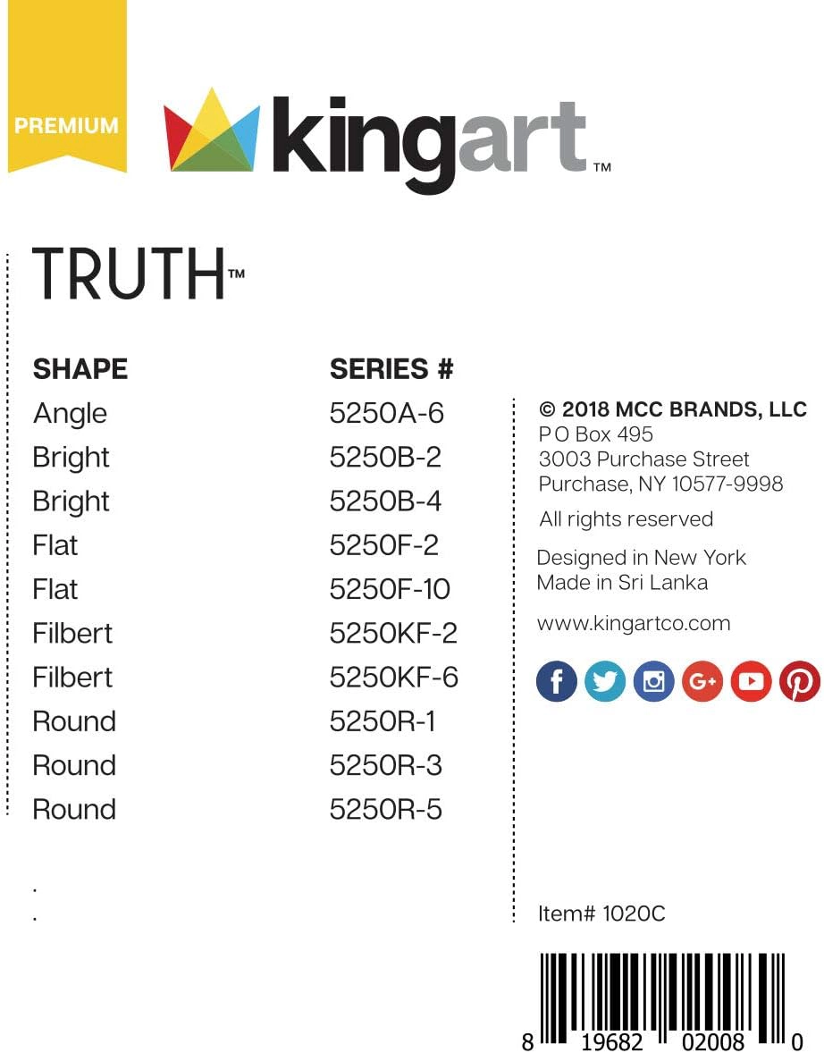 KINGART Truth White Taklon Long Handle Artist Brush Set 10 pc
