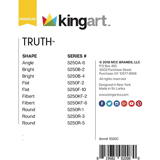 KINGART Truth White Taklon Long Handle Artist Brush Set 10 pc