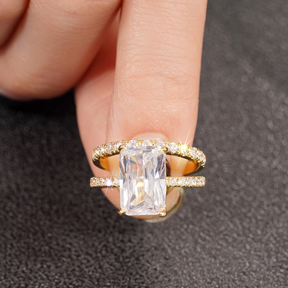 Wardrobe Whimsy Radiant Cut Cubic Zirconia Two Piece Wedding Ring Set for Women