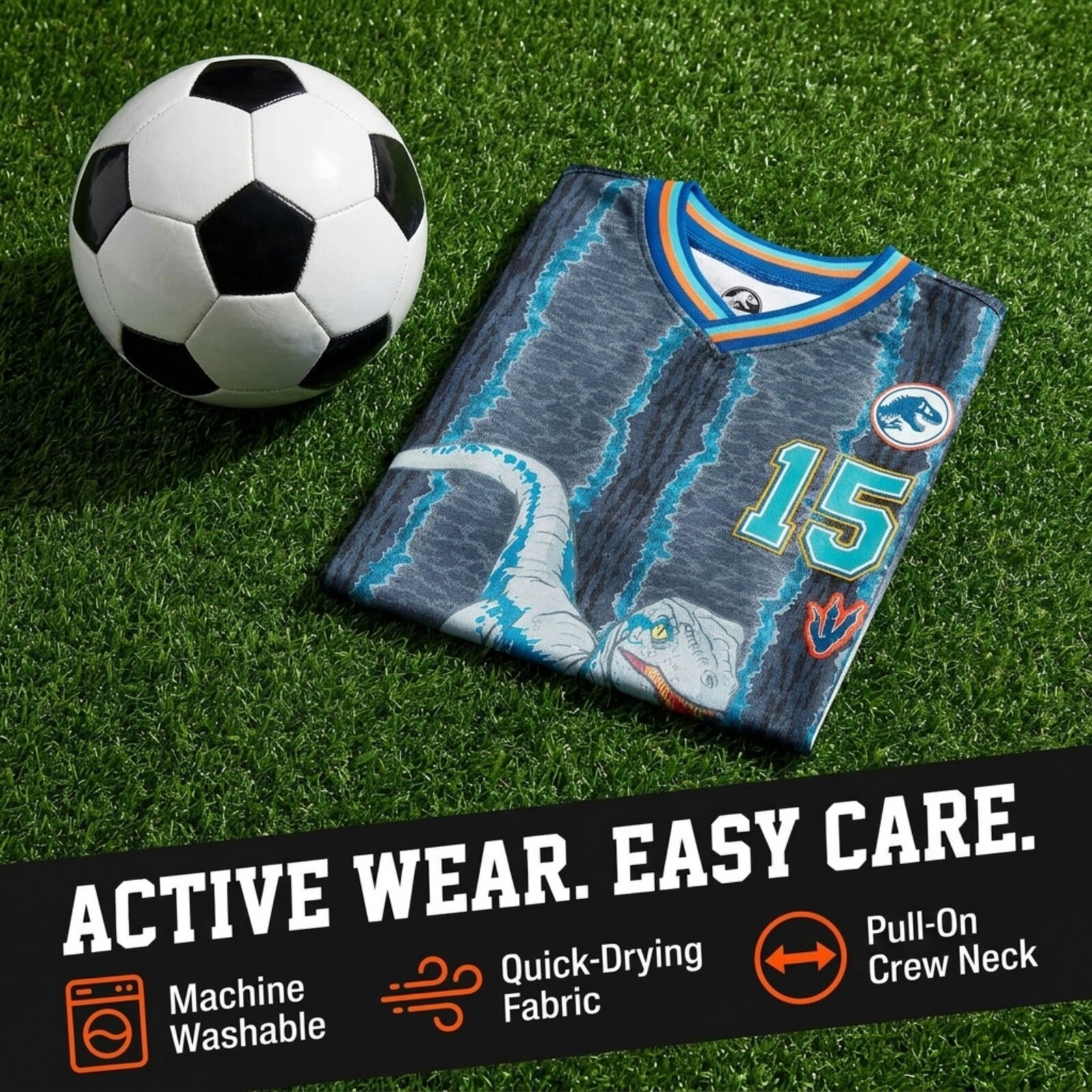 Jurassic World Park Blue (Dinosaur) Boys' Athletic T-Shirt
