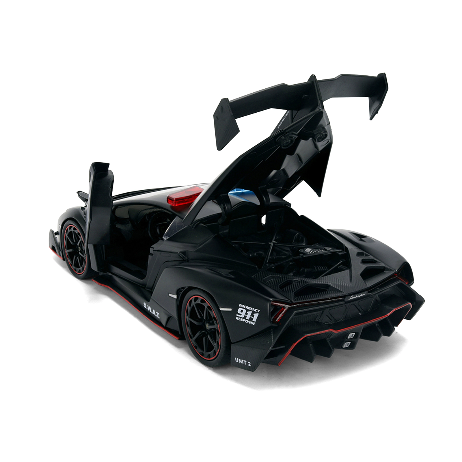 Jada Lamborghini Veneno "Police" Matt Black "Hyper-Spec" Series 1/24 Diecast Model Car by Jada