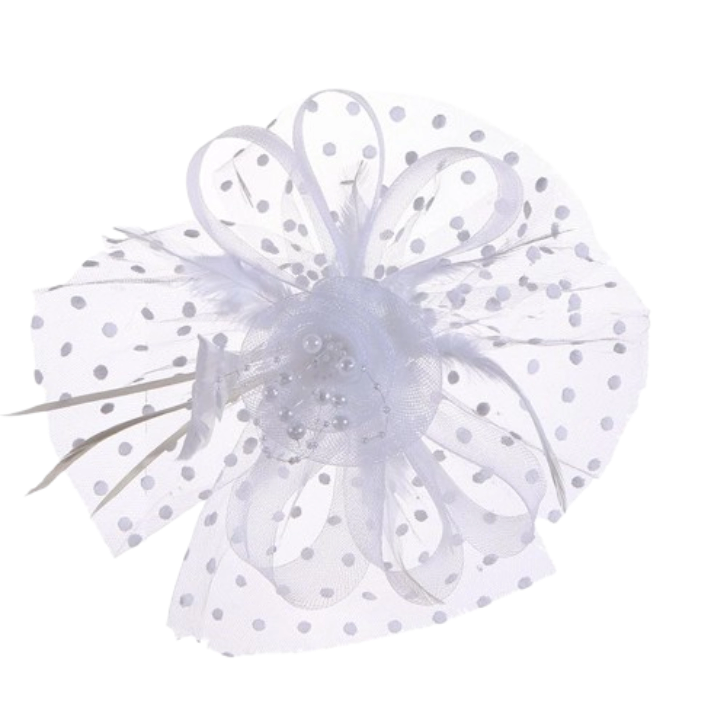 SS Design White Pillbox Fascinator Hat with Veil for Women