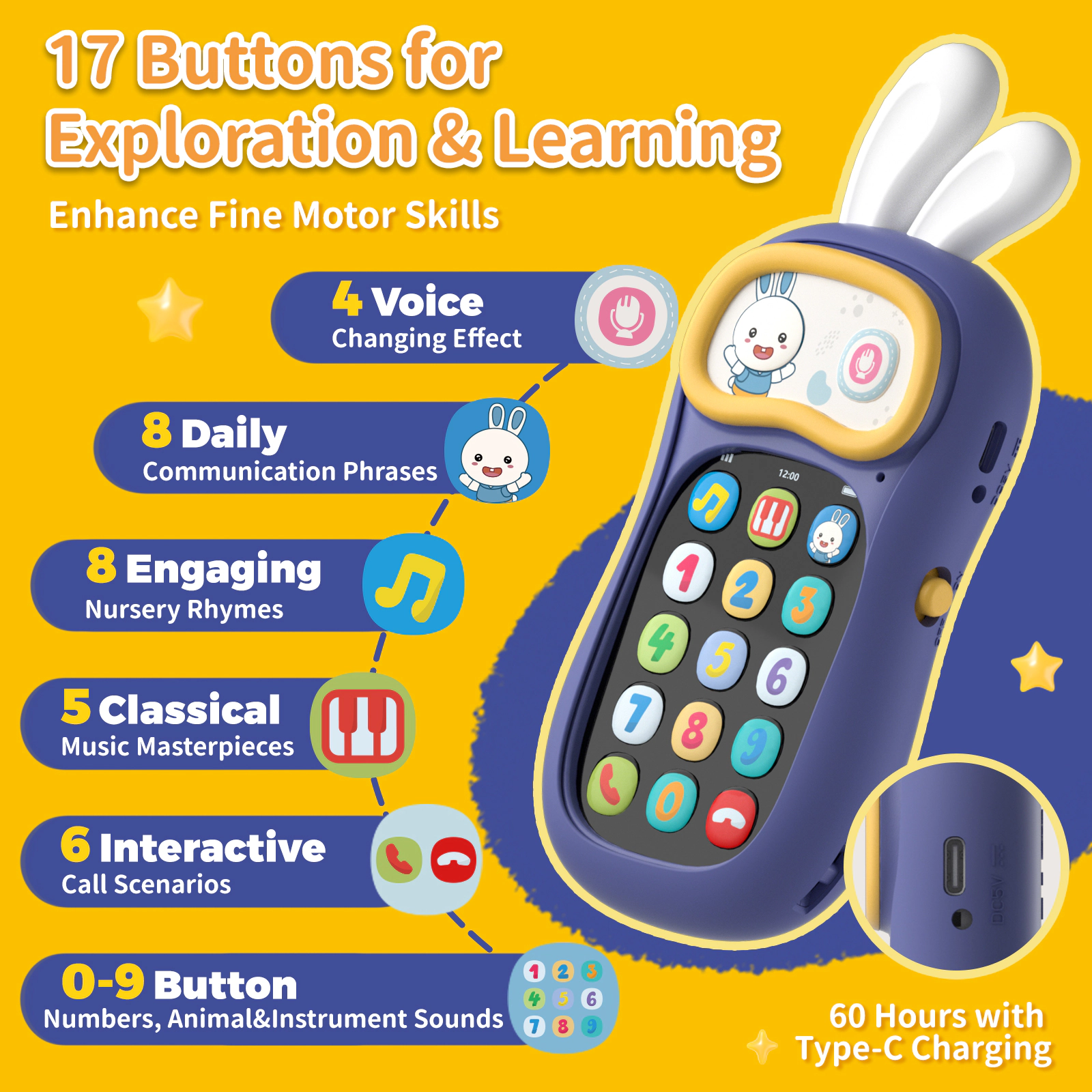 Alilo My First Mobile Phone Interactive Musical Pretend Play Toy for Toddlers