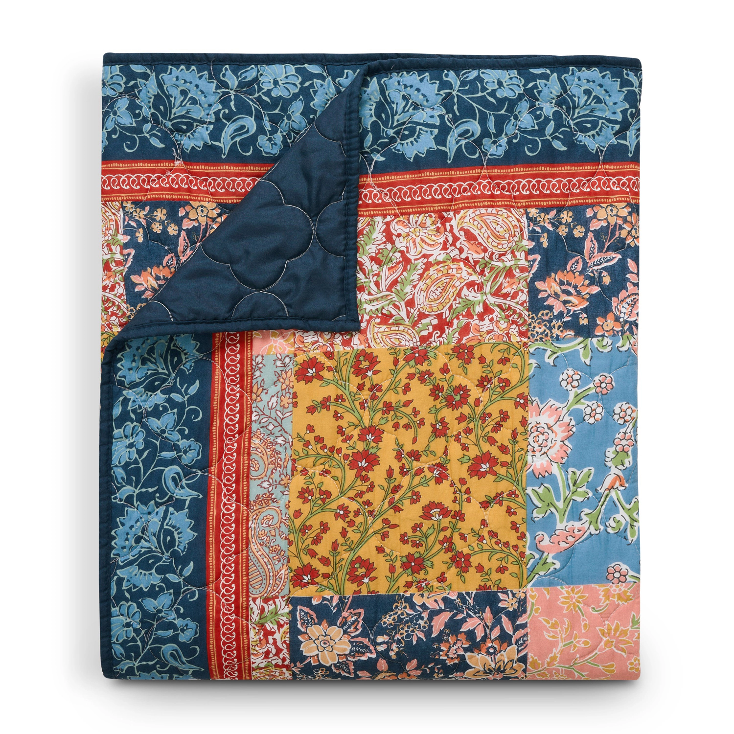 Greenland Home Fashions Tangier Accessory Cotton Face Microfiber Back Throw 50x60 Multi