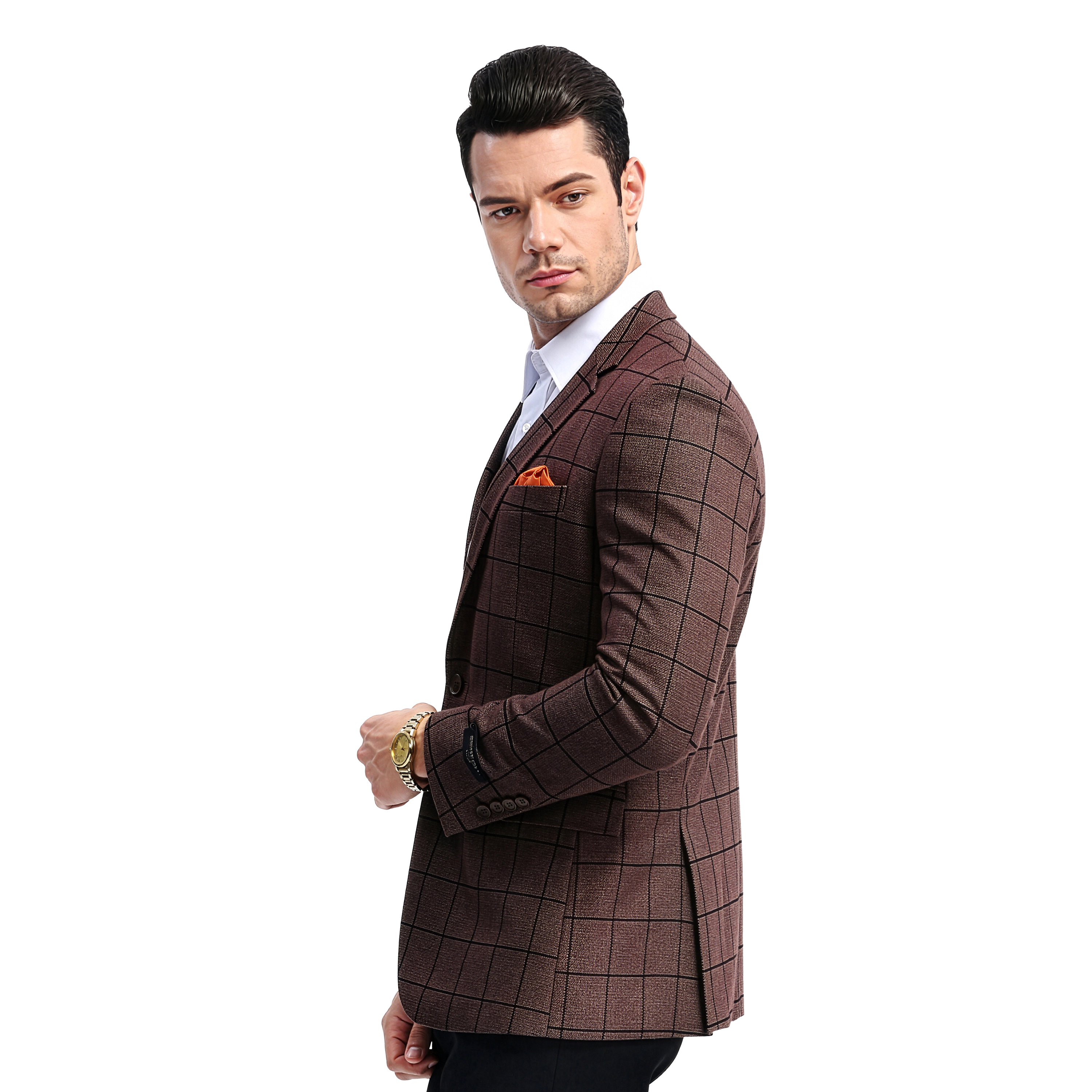 Tazzio Mens Windowpane Textured Sport Coat