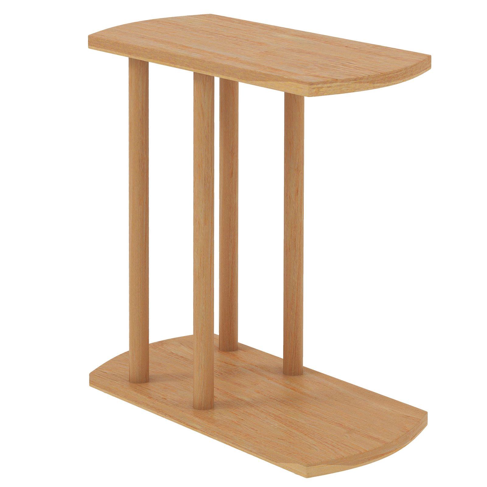 SlickBlue Narrow C Shaped Teak Wood Side Table with 2 Tiers