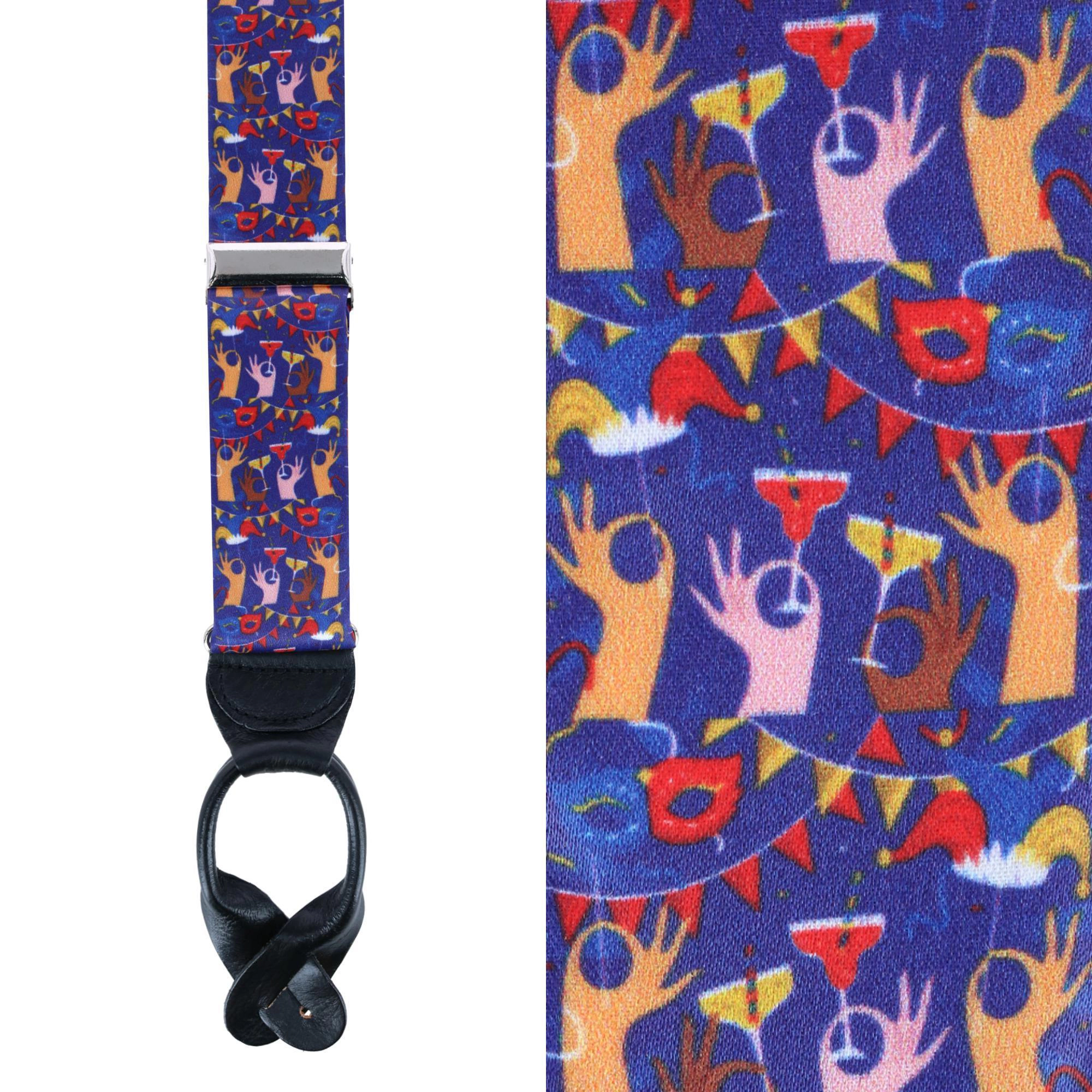 Trafalgar Men's Toast The Night Away Silk Button End Suspenders
