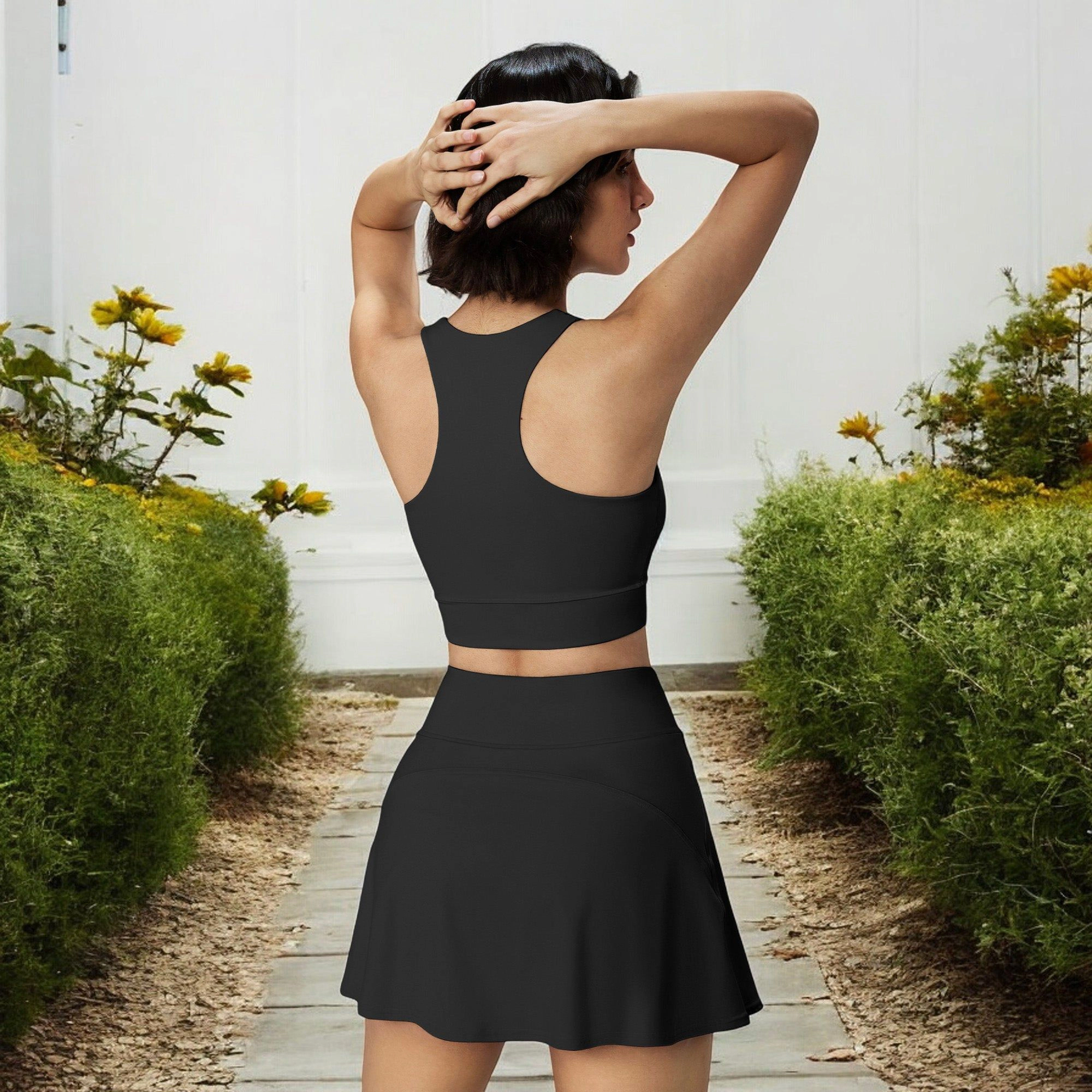 Anna-Kaci Women's High-Waist Active Skirt with Crossover Waistband and Lightweight Fabric