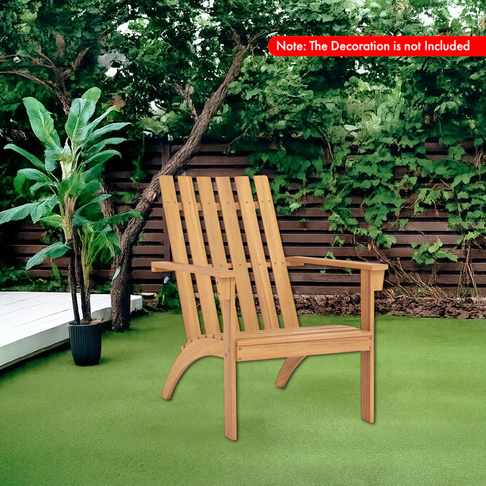 Hivvago Outdoor Acacia Wood Adirondack Chair with Slanted Seat and Tall Backrest for Patio or Porch