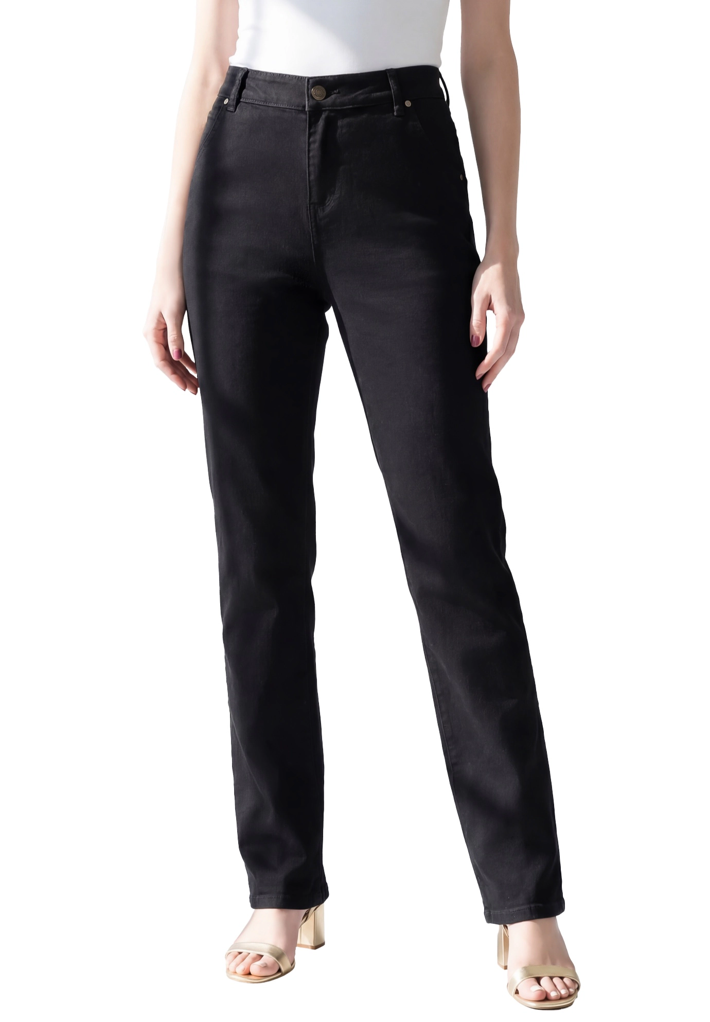 Roaman's Women's Plus 360º Stretch 5-Pocket Straight Leg Jean