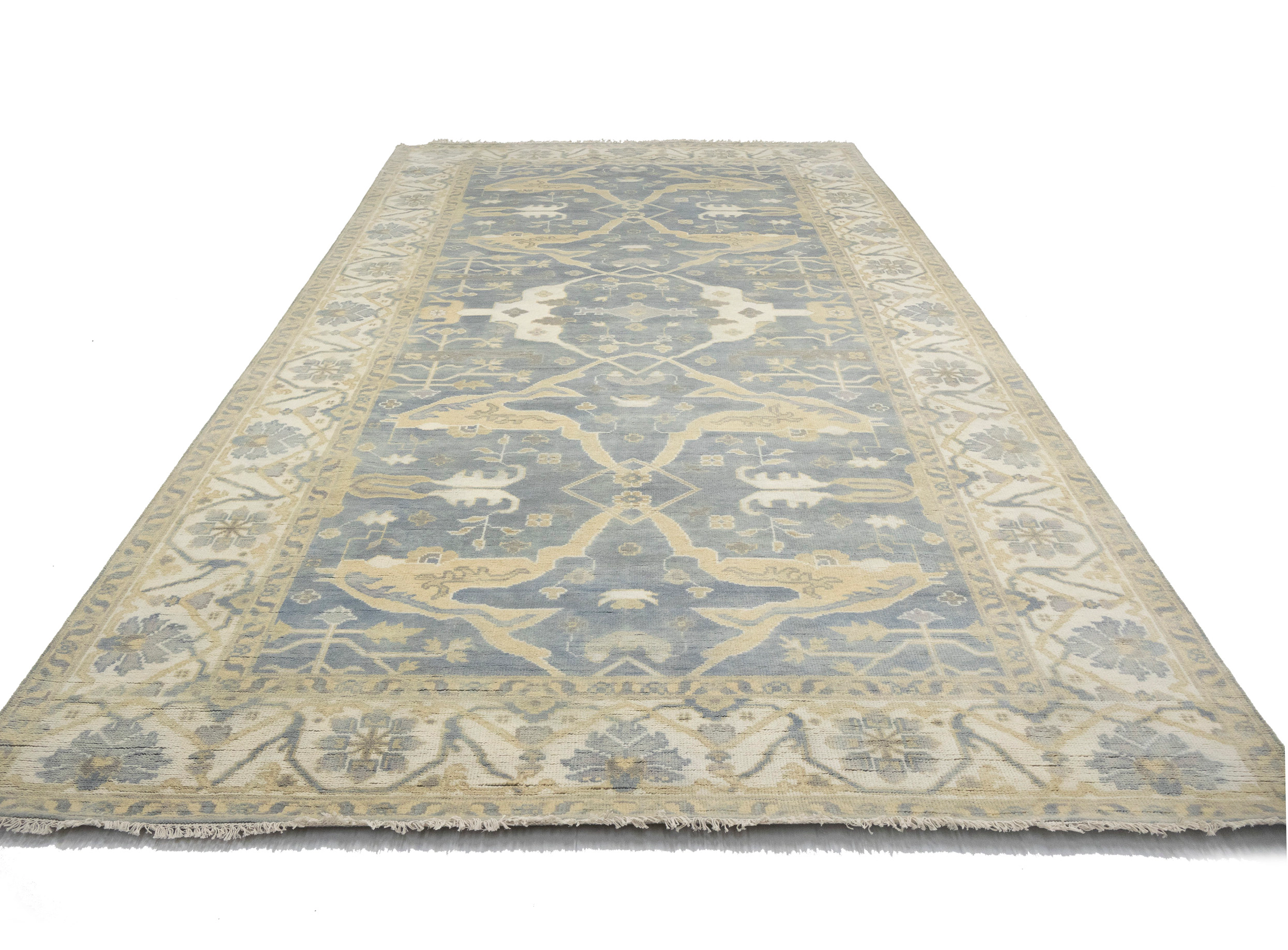 Magic Rugs 8'1 X 15'9 Floral Gray Hand Knotted Oushak Oriental Wool Rug