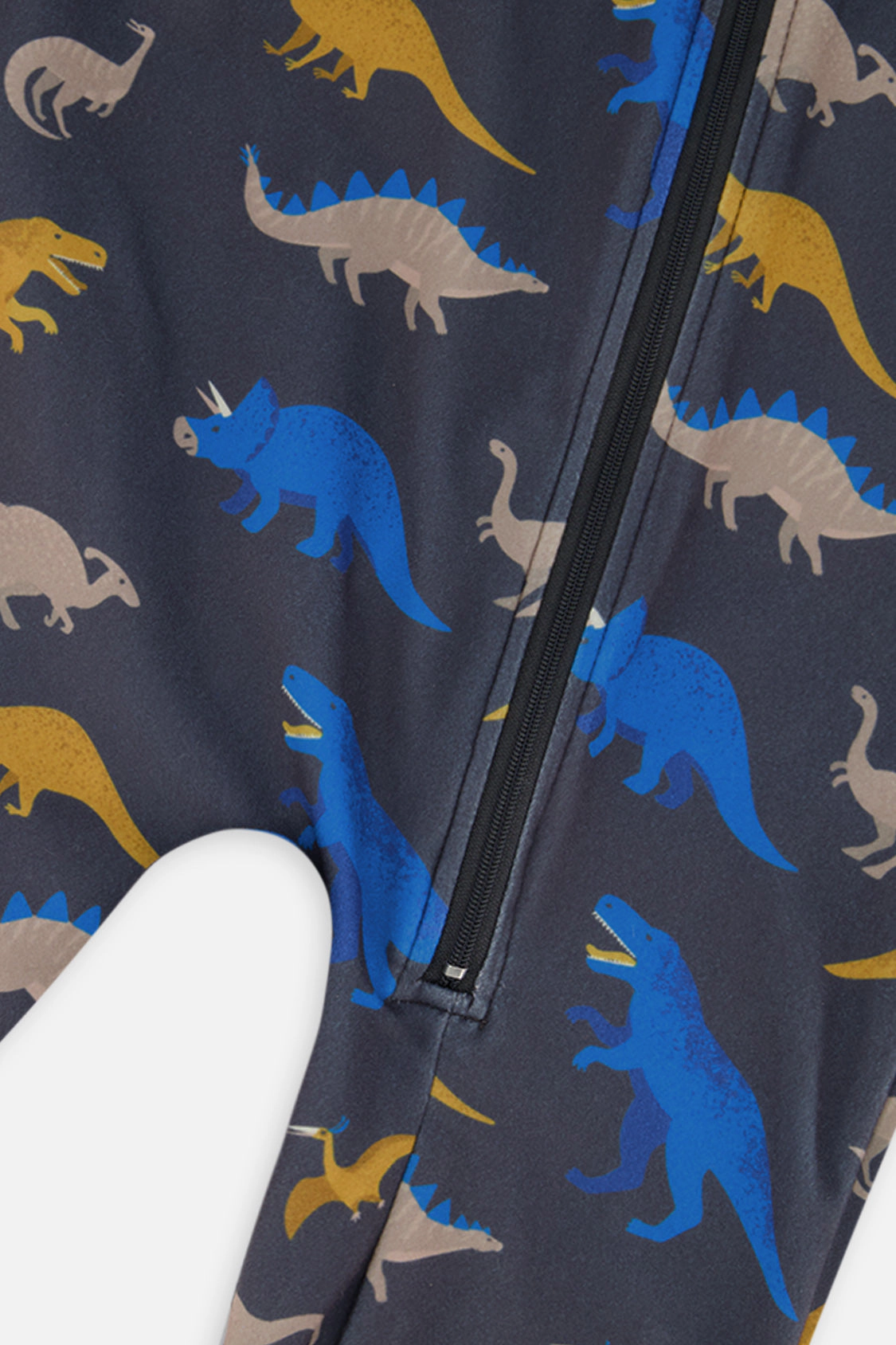 Deux par Boys One Piece Dinosaur Print Asymmetric Zip Thermal Underwear