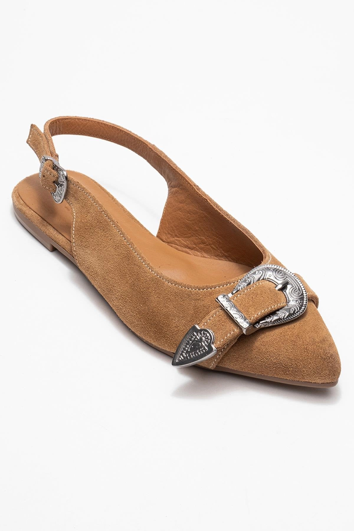 Forever & Always Womens Cordelia Leather Pointed Toe Buckle Sandals