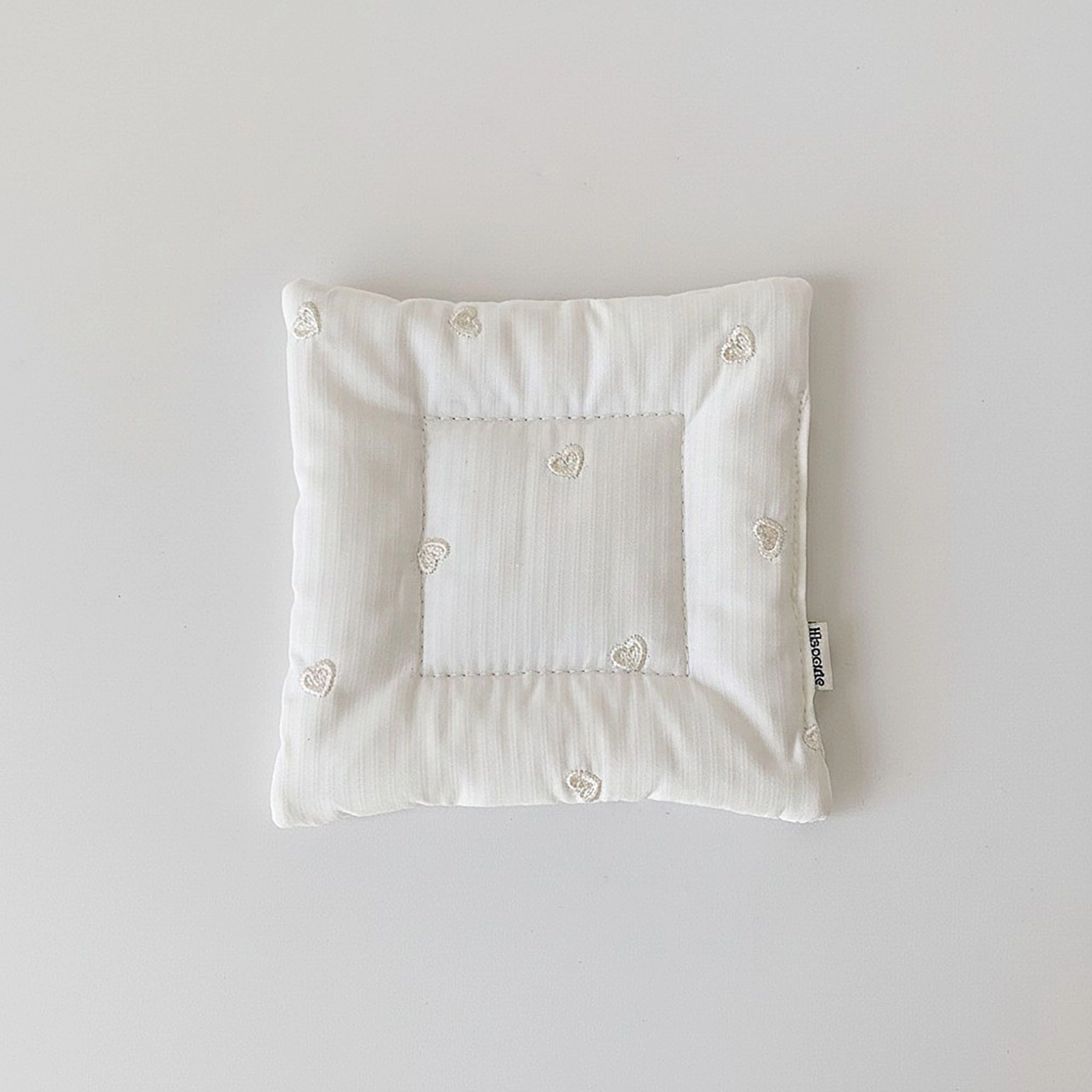 Alilang Unisex 2-PC Square Fabric Cup Coaster with Soft Padded Design and Subtle Heart Embroidery
