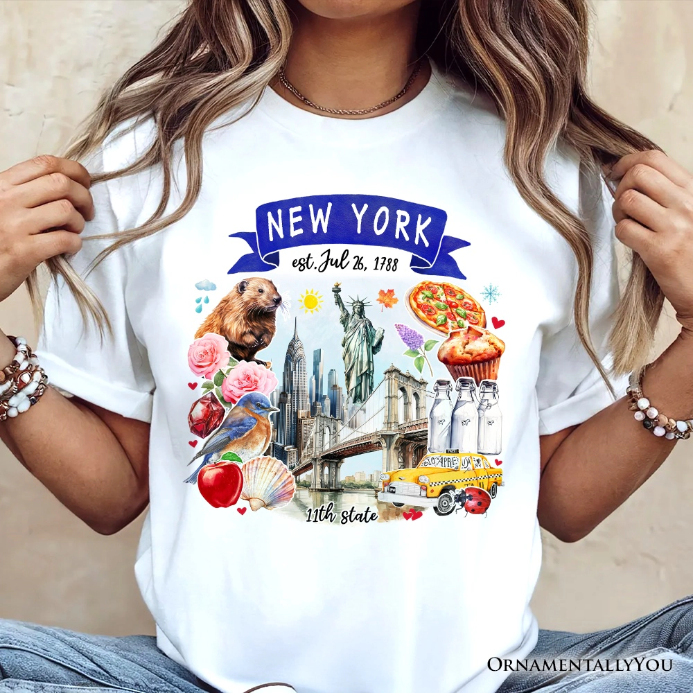 OrnamentallyYou Unisex Artistic New York State Themes And Landmarks T-Shirt