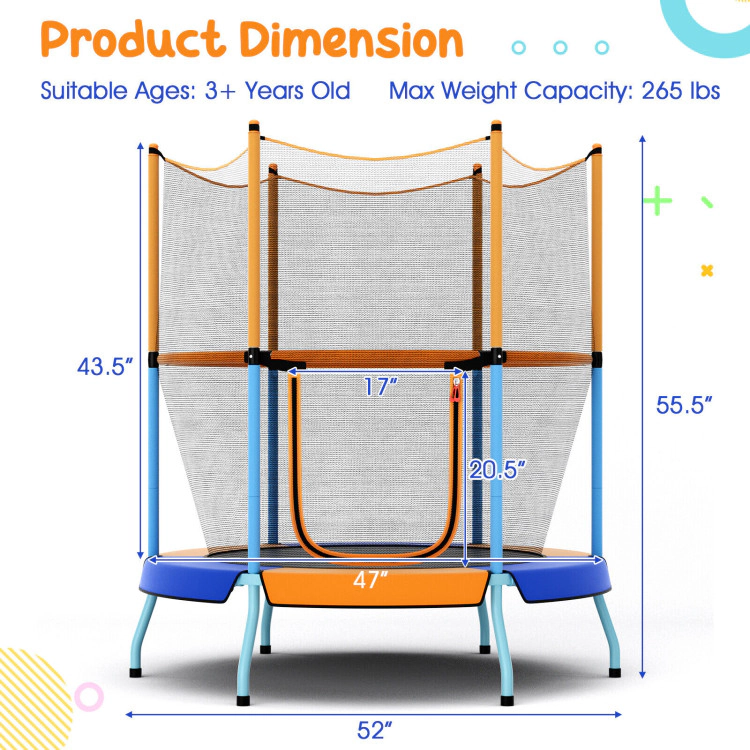 Hivvago 48 Inch Toddler Trampoline with Safety Enclosure Net