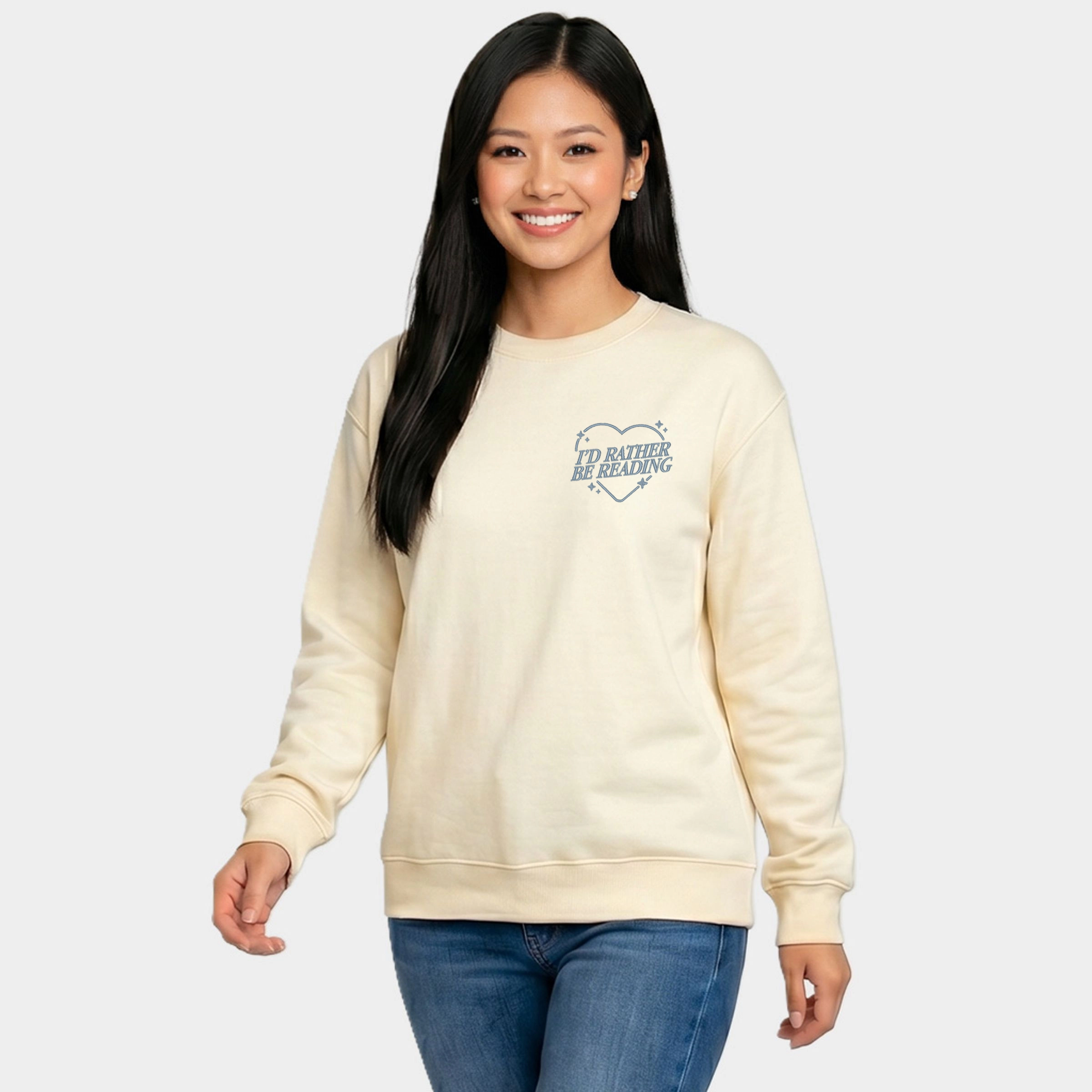 Simply Sage Market - Women's Graphic Sweatshirt Embroidered I'd Rather Be Reading