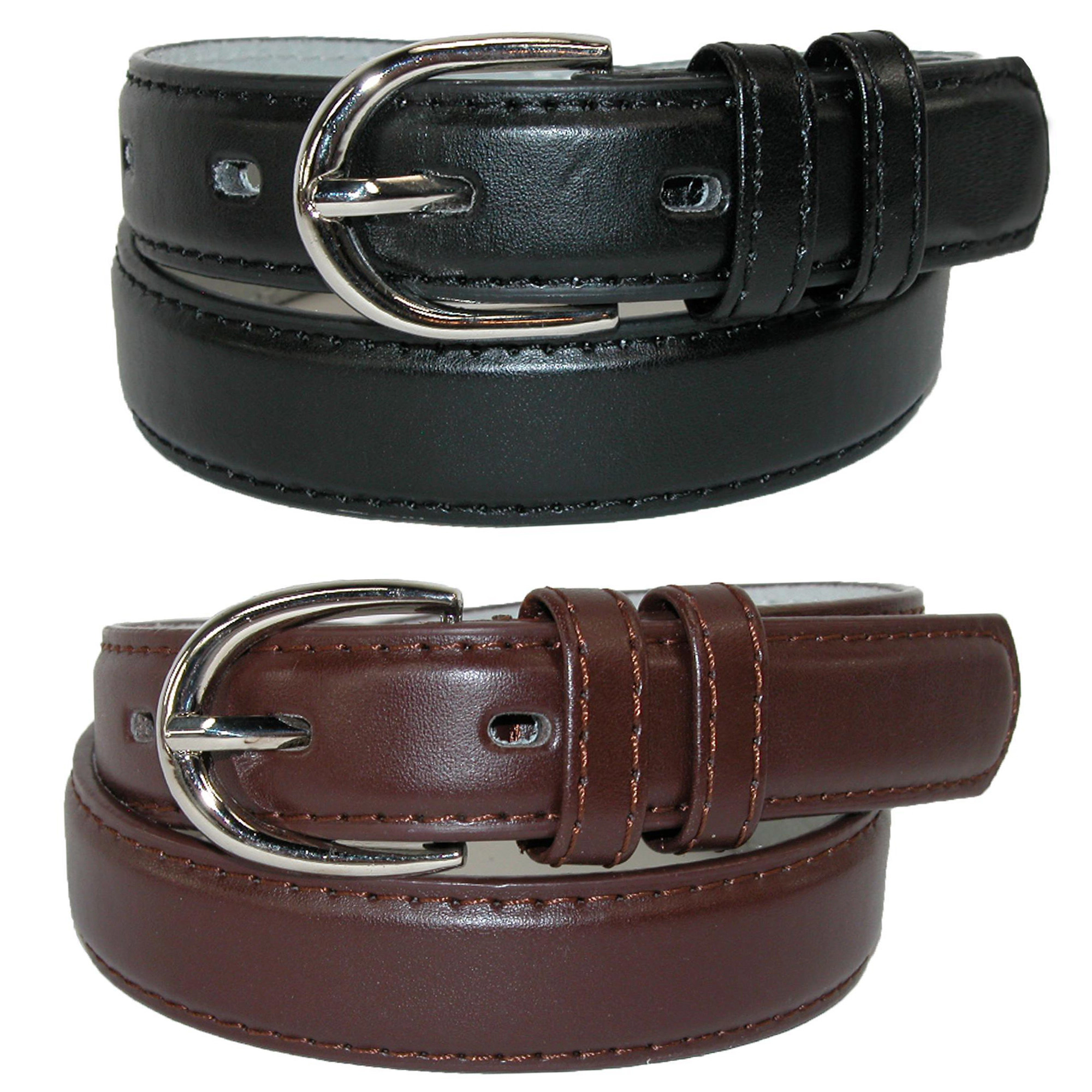 CTM Kid's Basic Leather Dress Belt (Pack of 2 Colors)