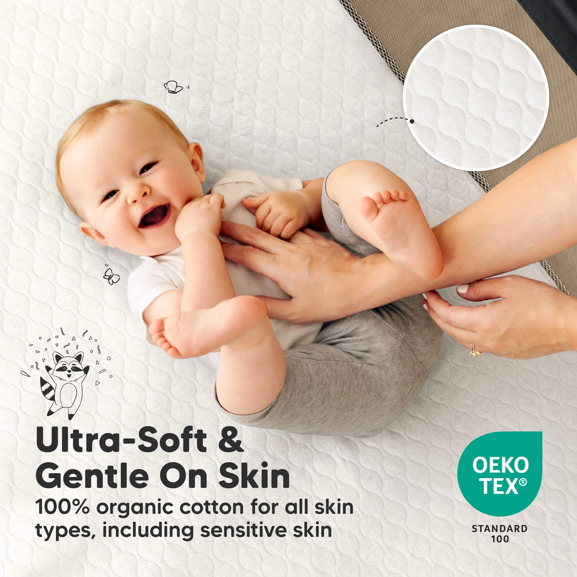 KeaBabies 2-Pack Mavy Protect+ Waterproof Mini Crib Mattress Protector