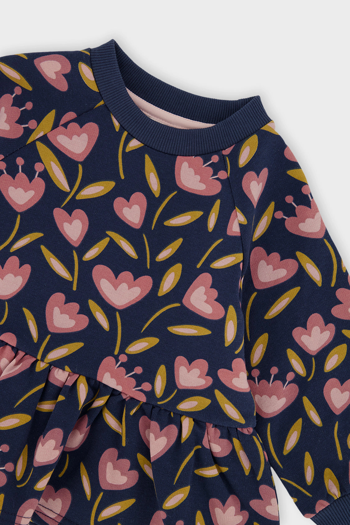 Deux par Girls Tulip Print Peplum French Terry Top