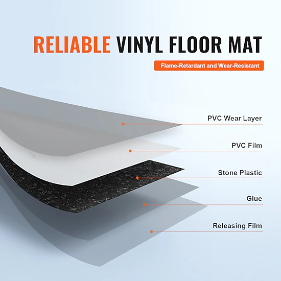 HONGGE Self Adhesive Vinyl Floor Tiles Peel & Stick Wood Grain DIY Flooring for Kitchen Dining Room Bedrooms &