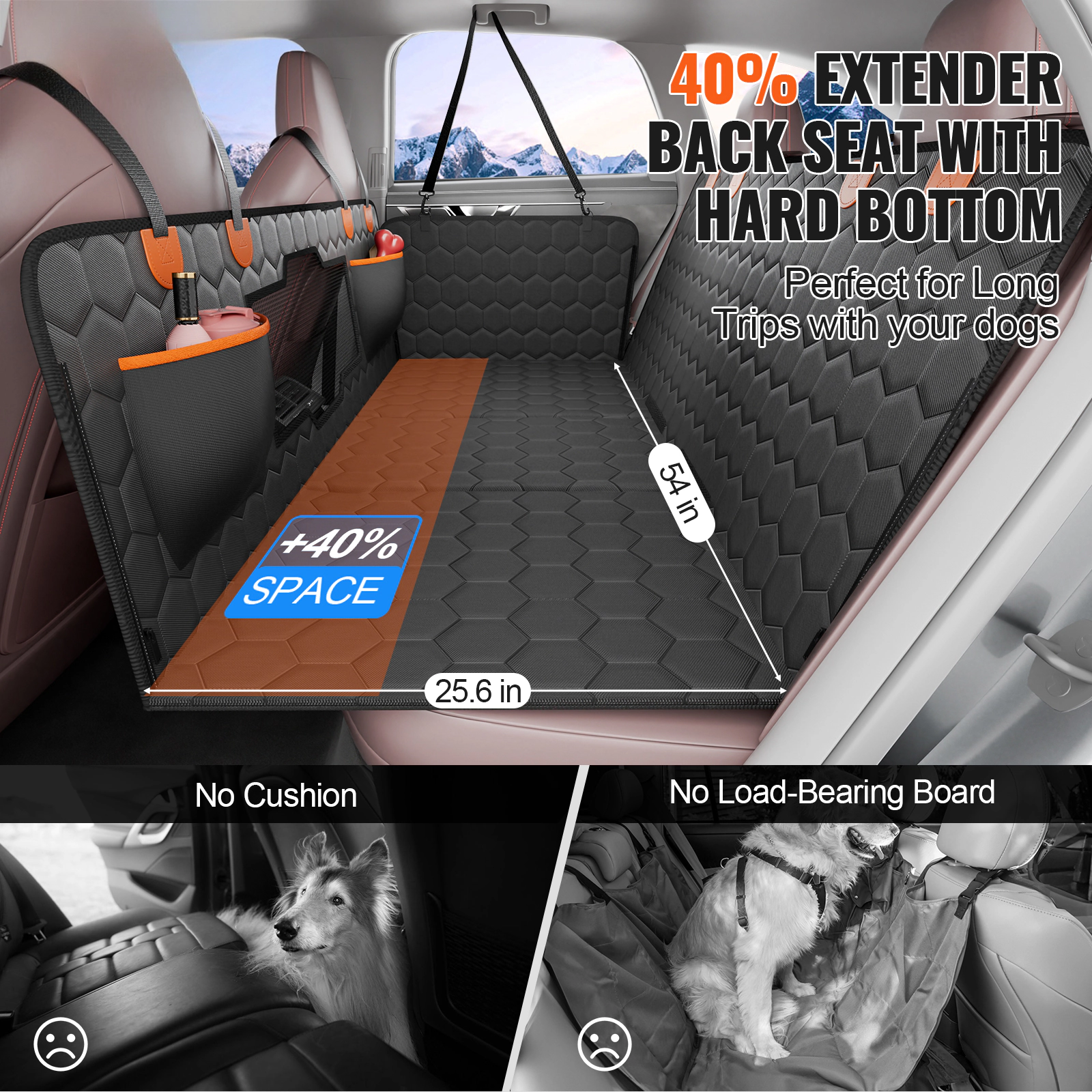 HONGGE Back Seat Extender, Dog Car Cover, Hammock for Bed