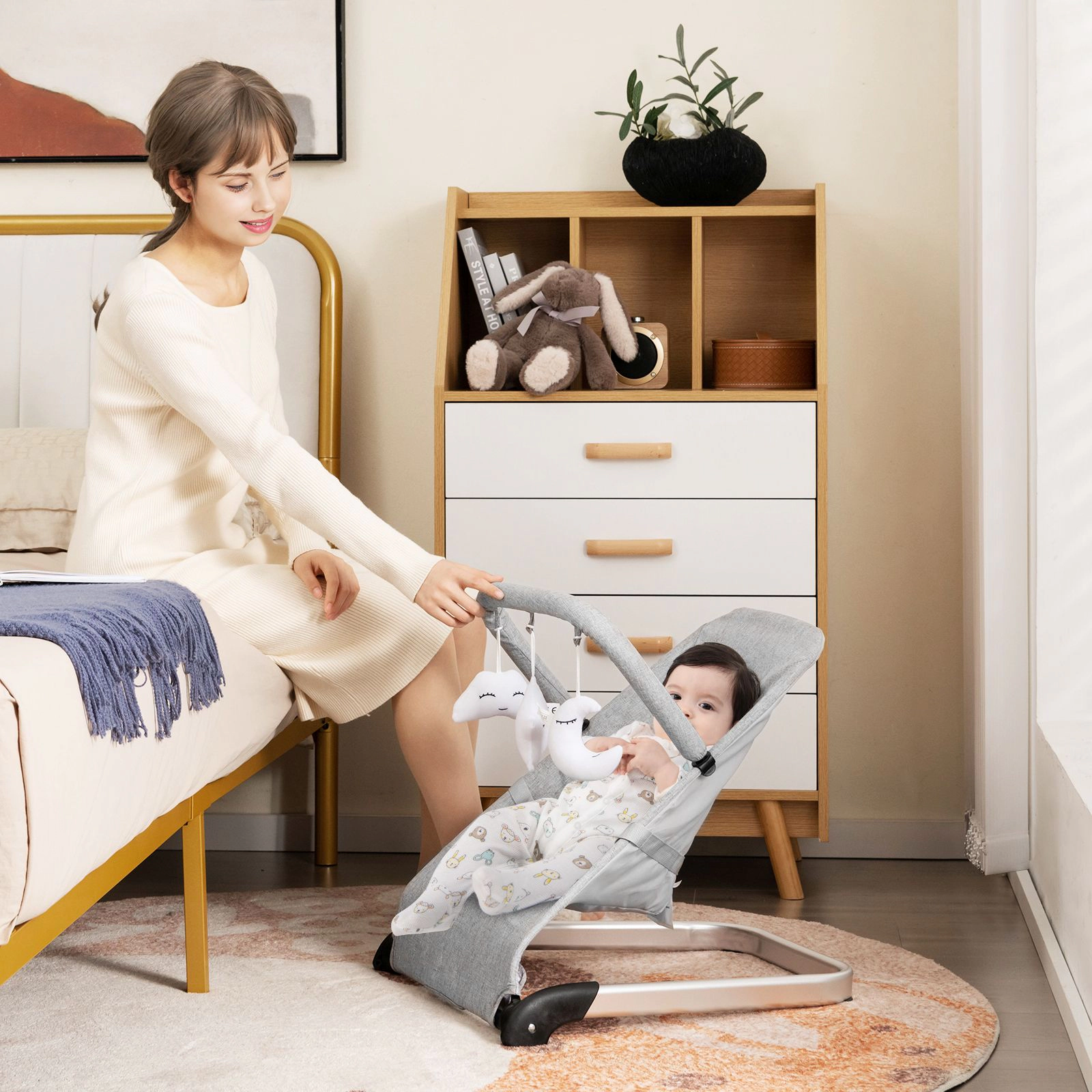 SlickBlue Lightweight Baby Bouncer for Newborns and Infants 0-6 Months