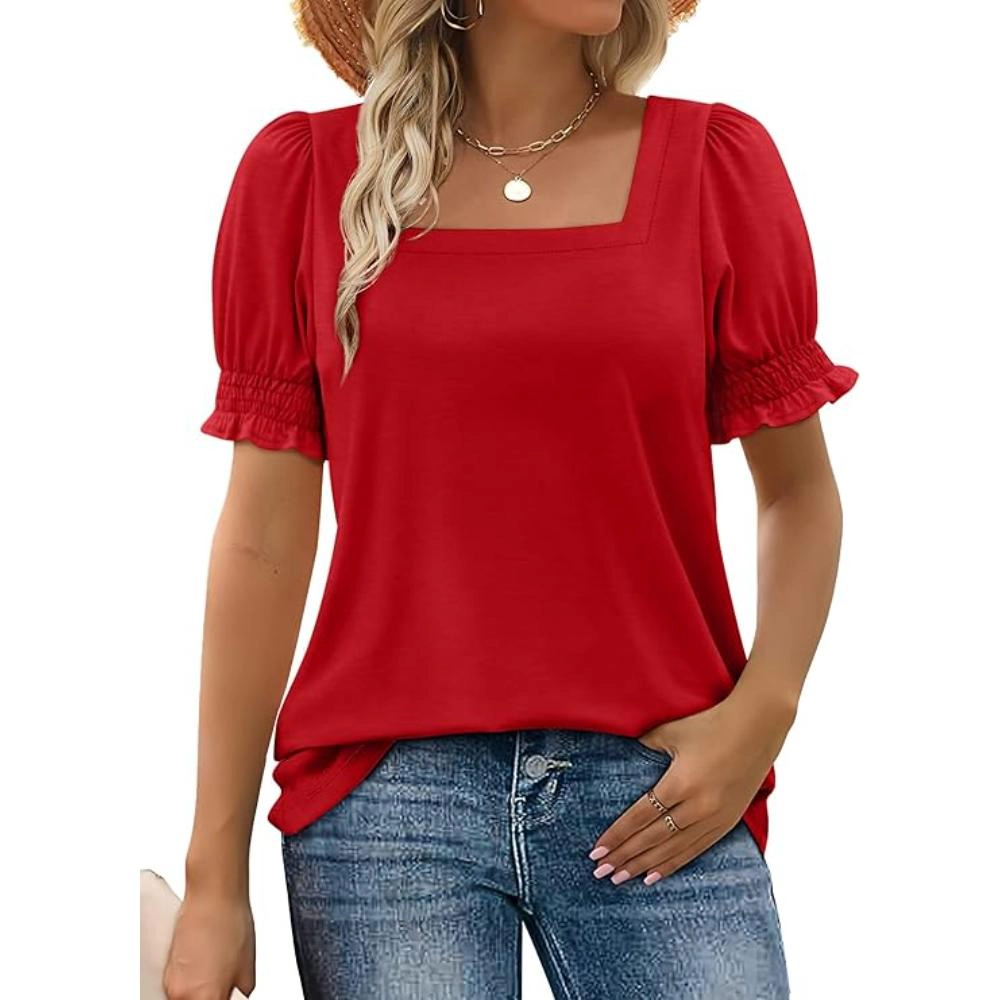 Eureka Clue Women Square Neck Short Sleeve Summer T-Shirt