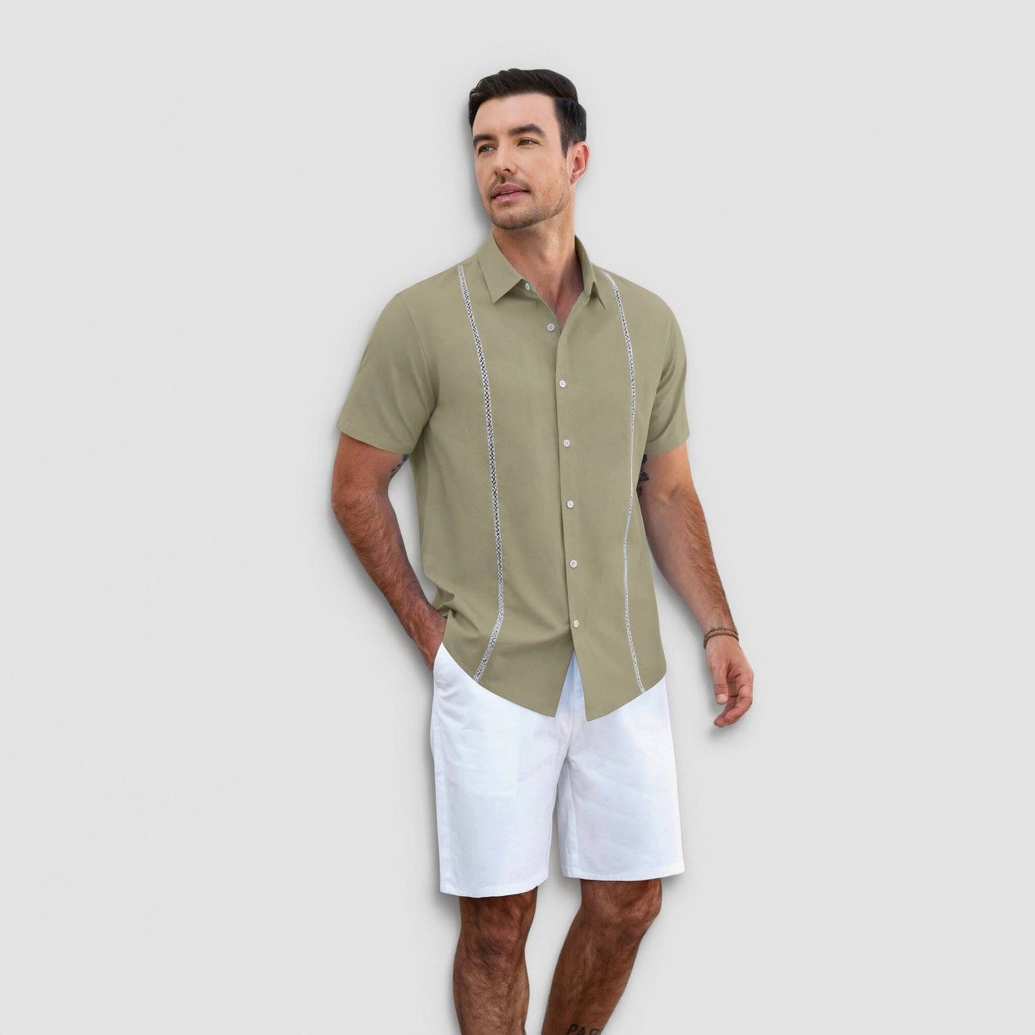 COOFANDY Mens Dressy Short Sleeve Shirts  Button Down Pleated Casual Tops