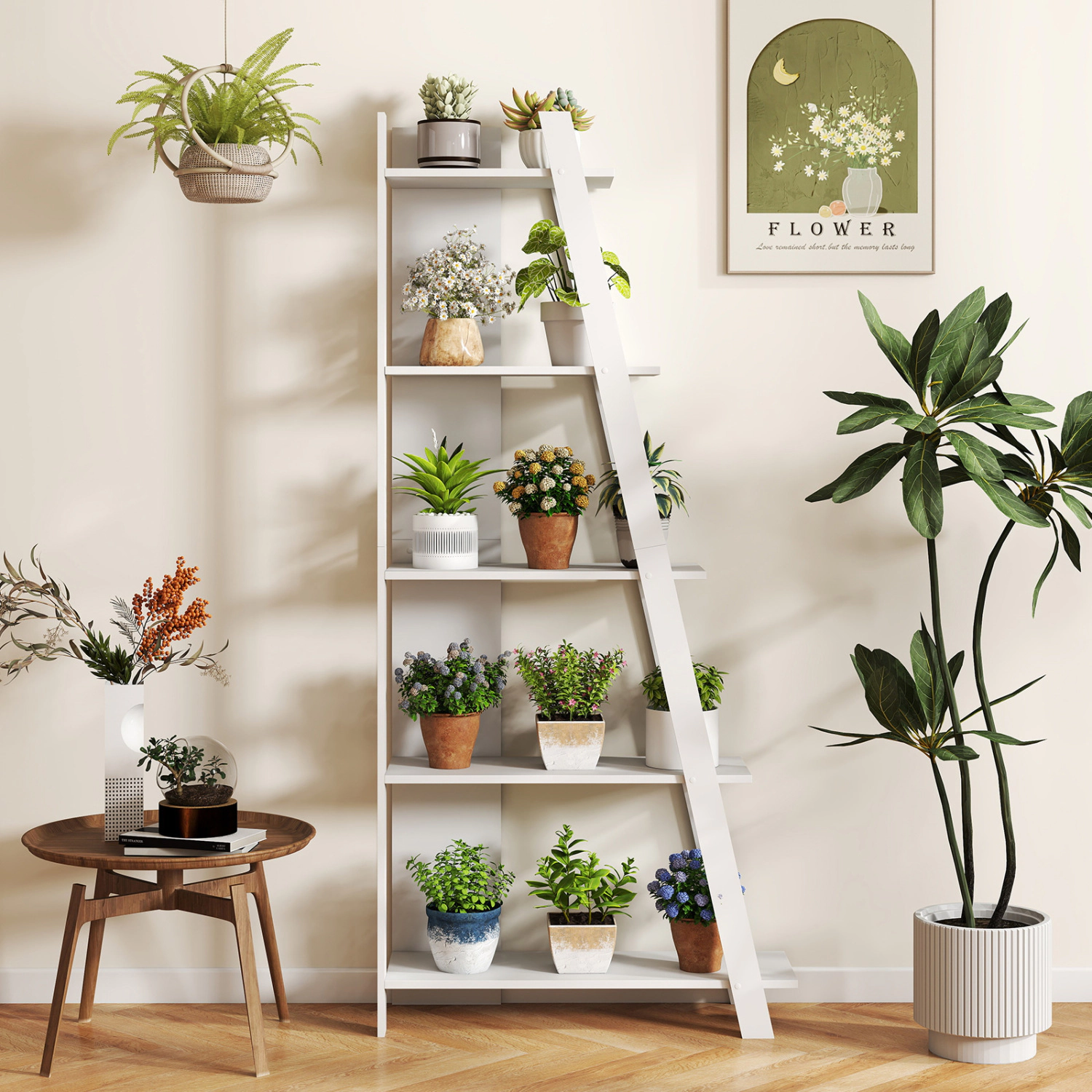 LJG 5-Tier Modern Bookshelf Narrow Vertical Display Shelf for Small Space