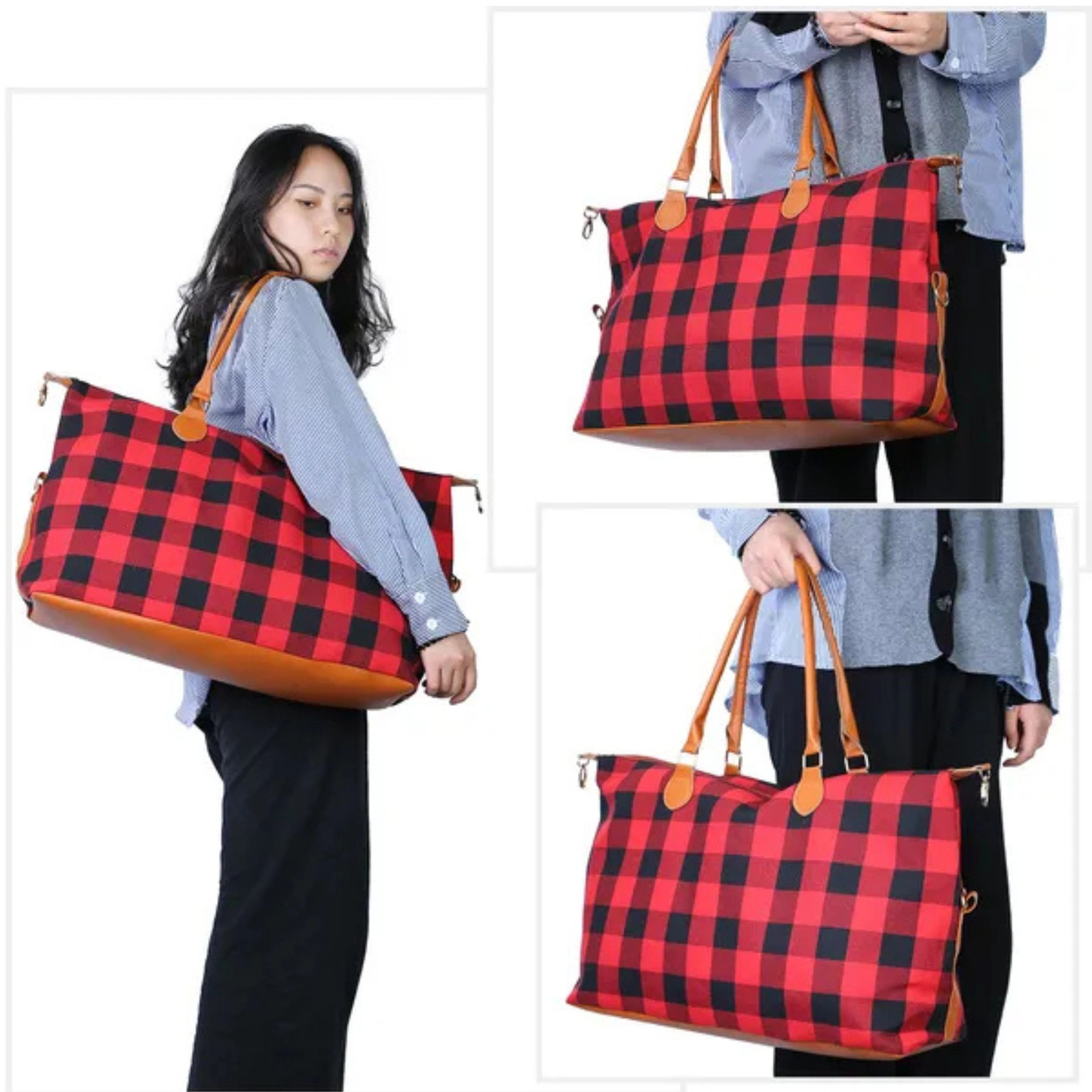 SS Design Womens Travel Duffel Bag Red Weekend Overnight Tote
