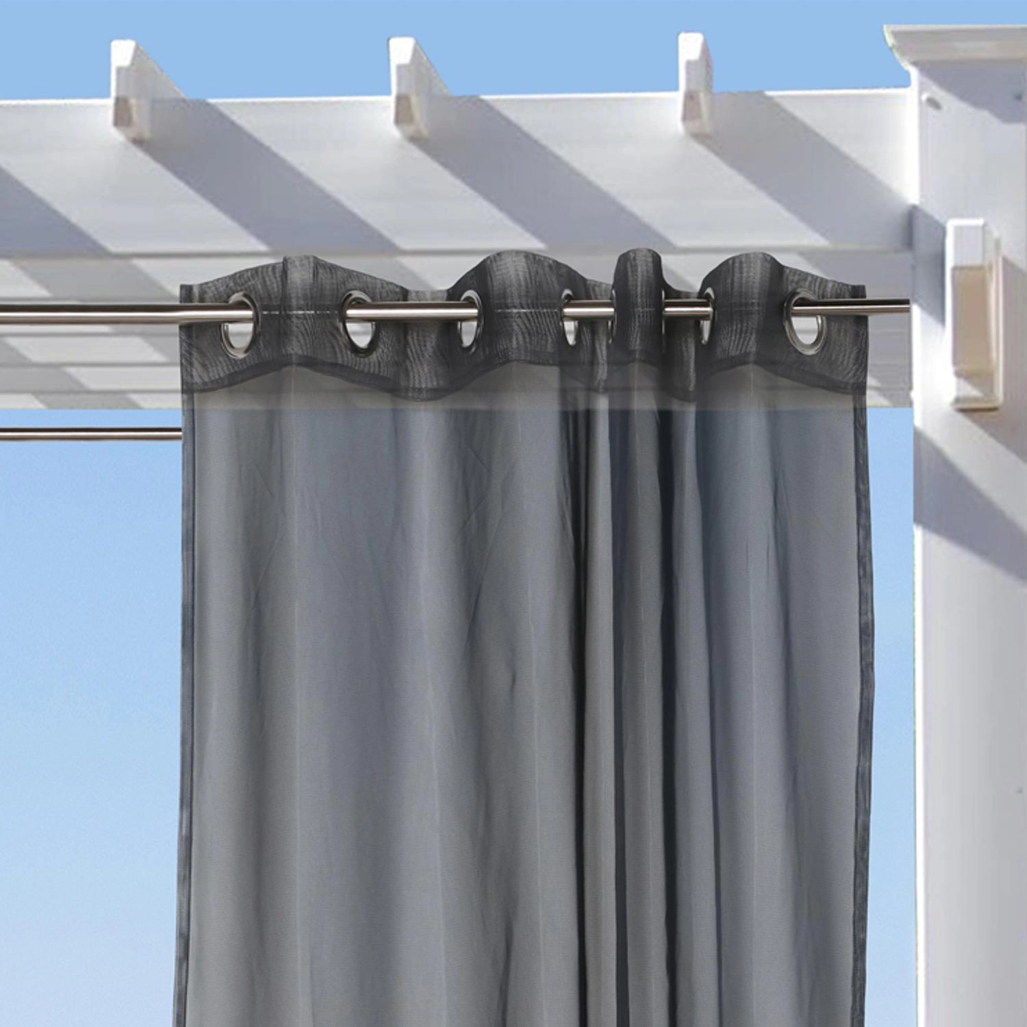 Commonwealth NO SEEM Curtain Grommet Top Panel 8 Matt Silver Grommets - 50"x96" - Black