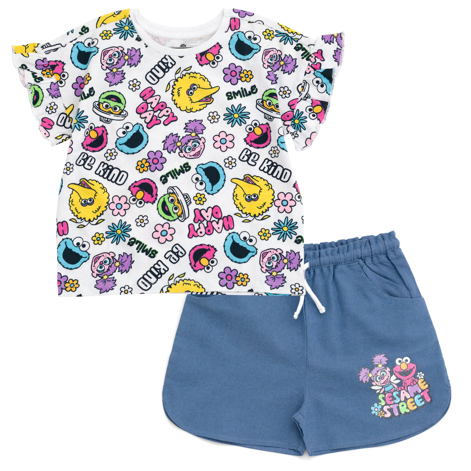 Sesame Street Girls' 2-Piece T-Shirt and Shorts Set