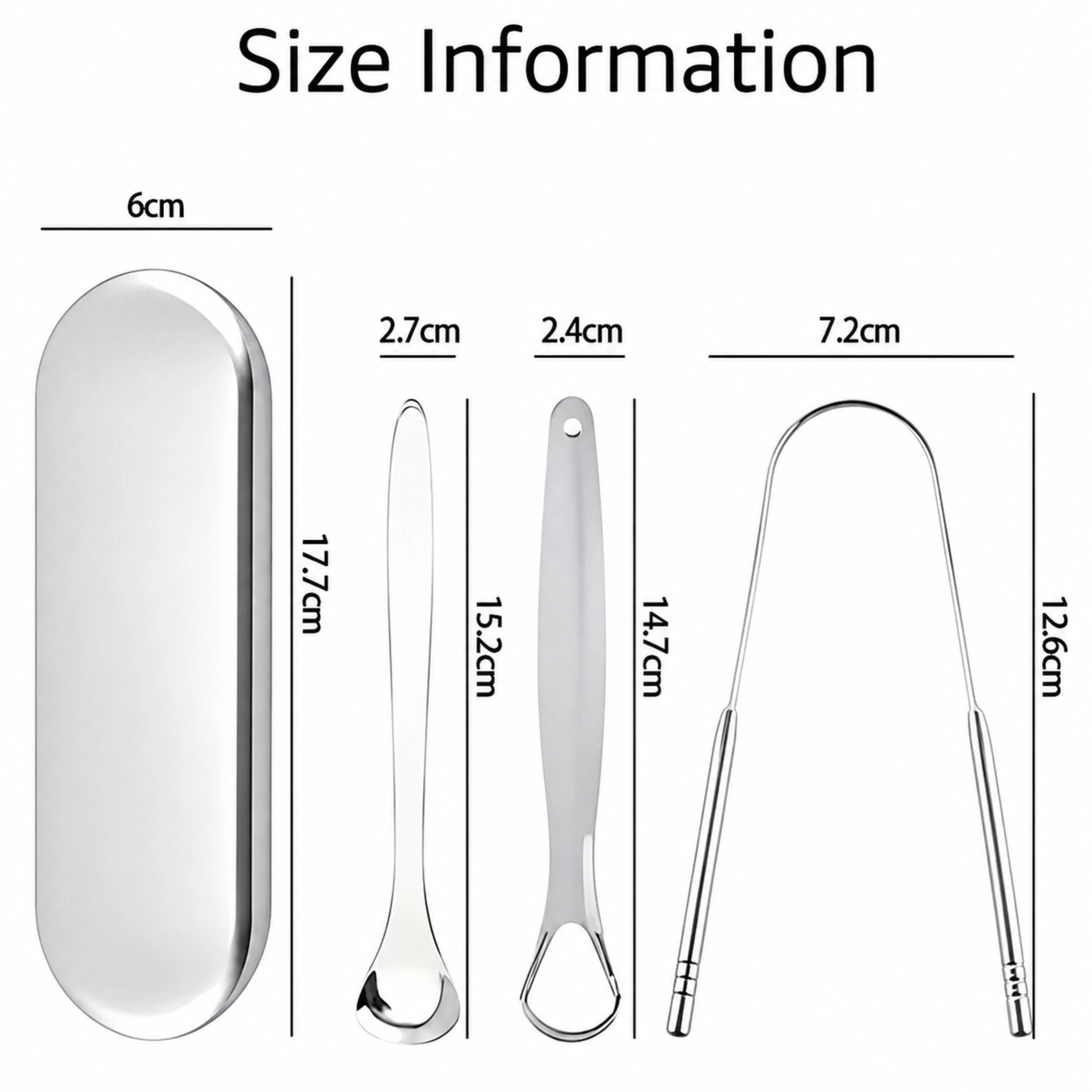 Kitcheniva 3 Pcs Stainless Steel Tongue Scraper With Storage Box Set