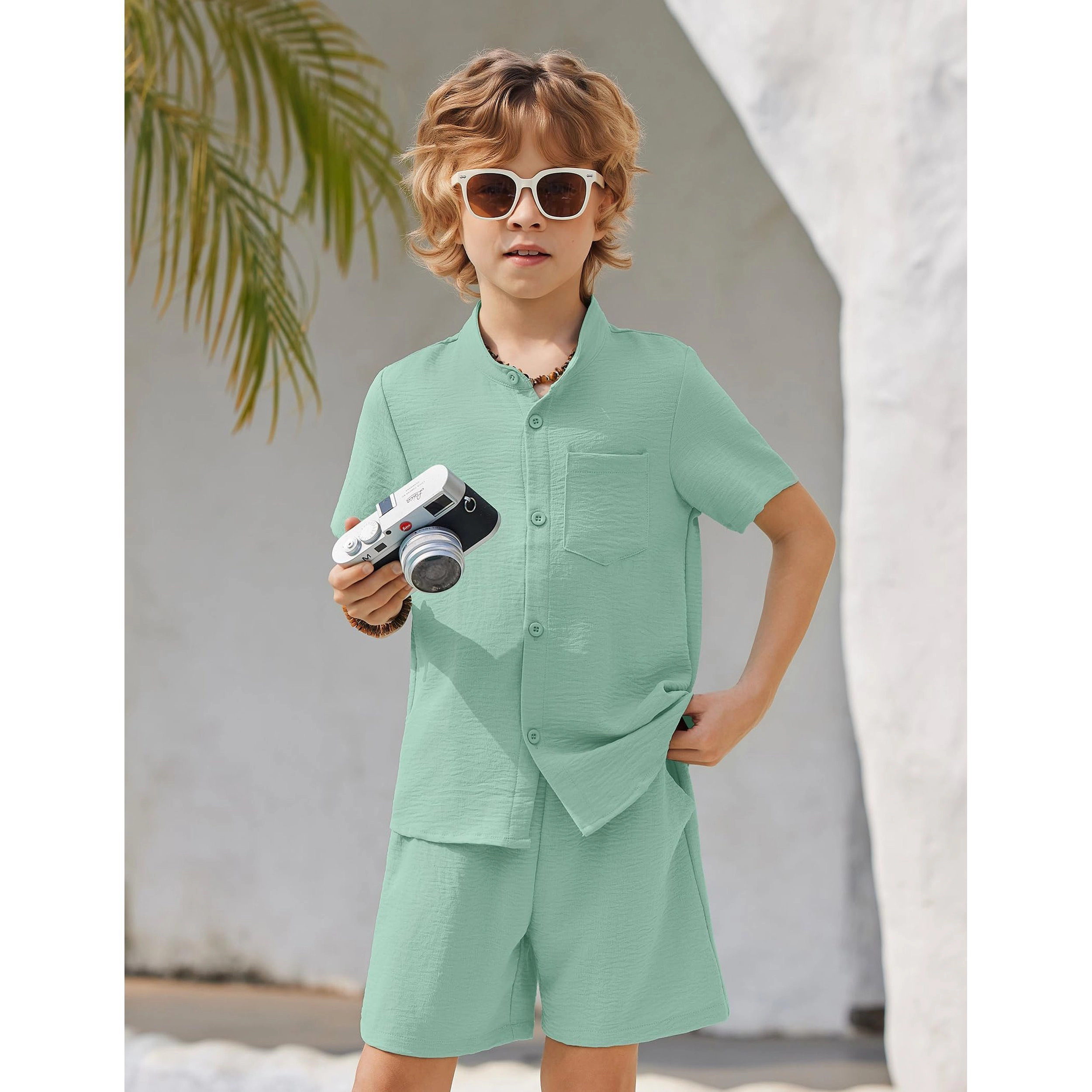 Arshiner Toddler Boys Piece Set Short Sleeve Button Down Shirt And Shorts Vacation Texture Outfits