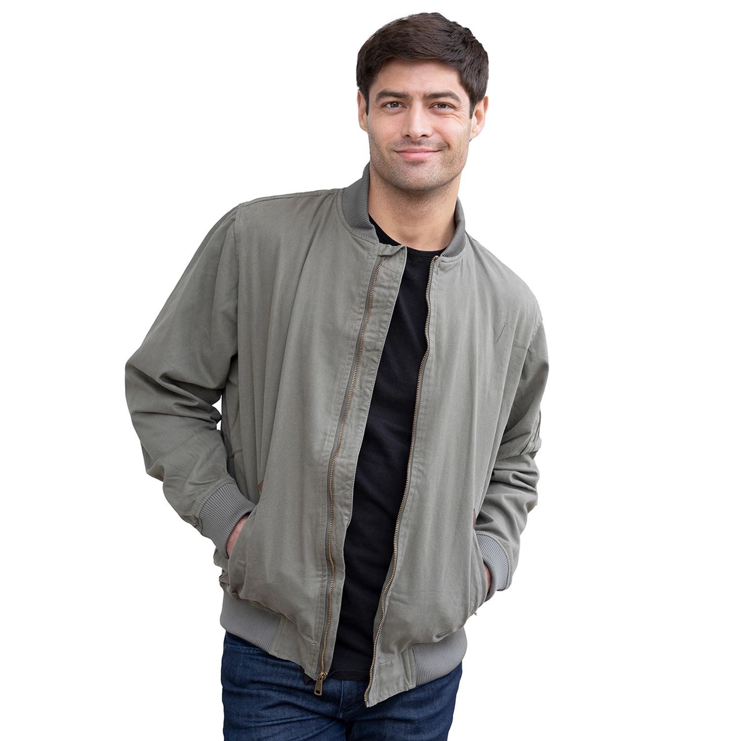 Gioberti Men's 100% Cotton Sportwear Full Zipper Twill Bomber Jacket