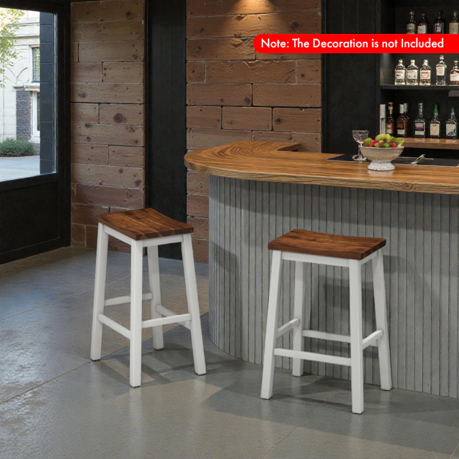 Hivvago Pair of Saddle-Style Bar Stools with Footrests for Kitchen Island Seating