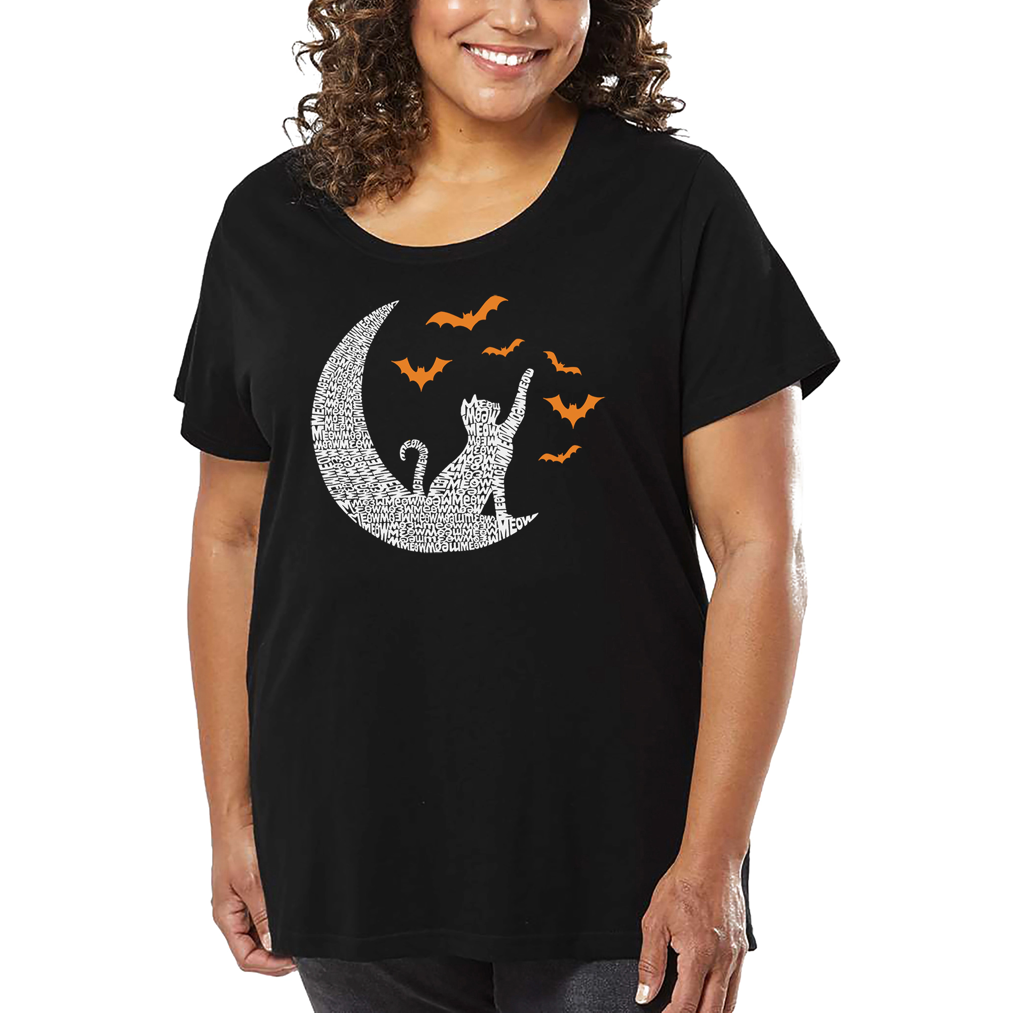 LA Pop Art Women's Plus Word T-Shirt - Lunar Bats