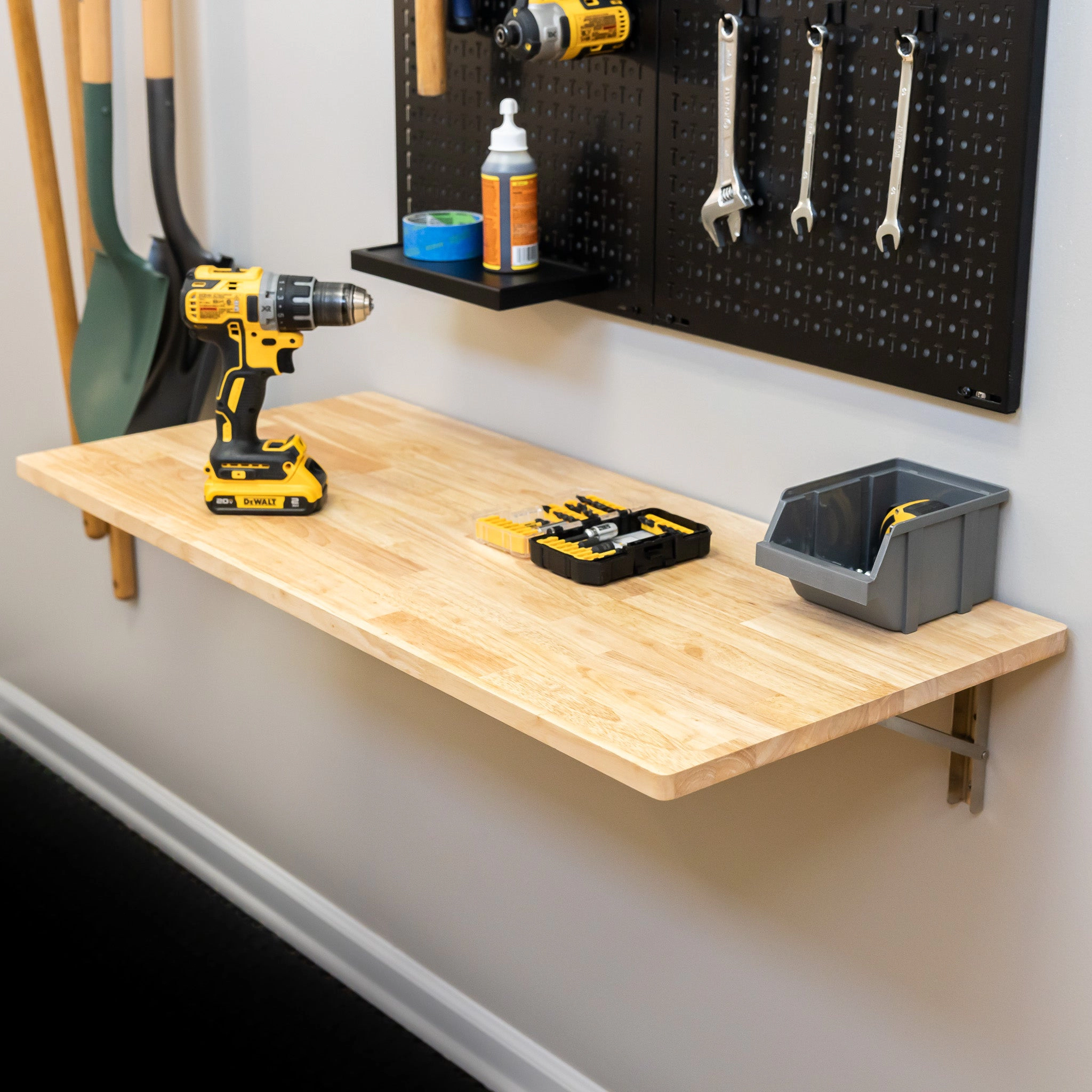 StoreYour Wakefield Foldable Workbench, Light Wood Tabletop with Stainless Hardware, Heavy-Duty Table