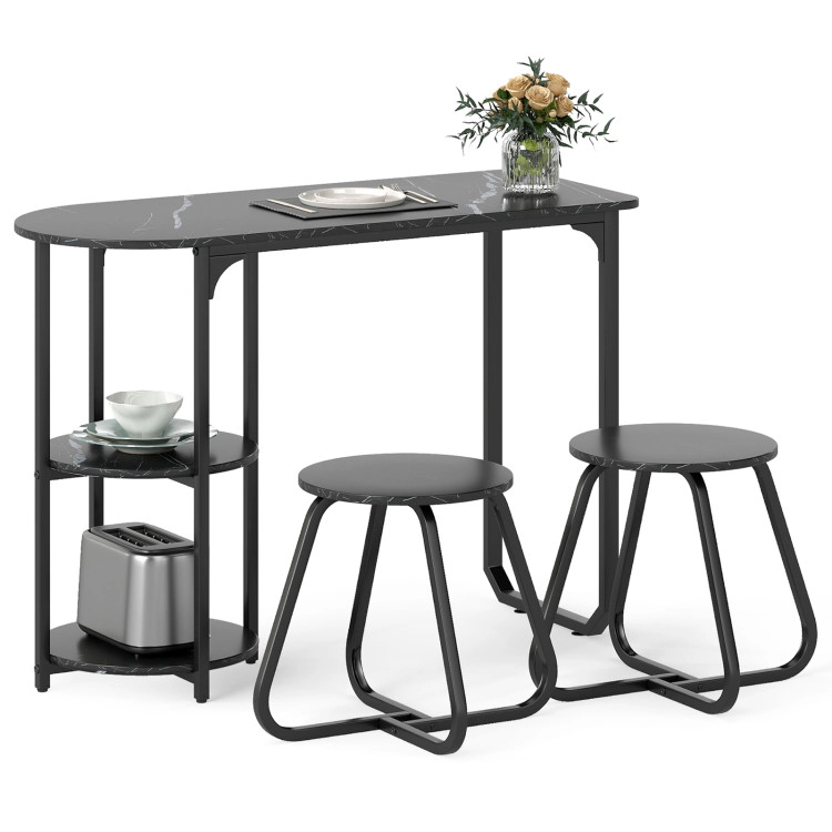 Hivvago 3-Piece Industrial Dining Table Set For Small Space