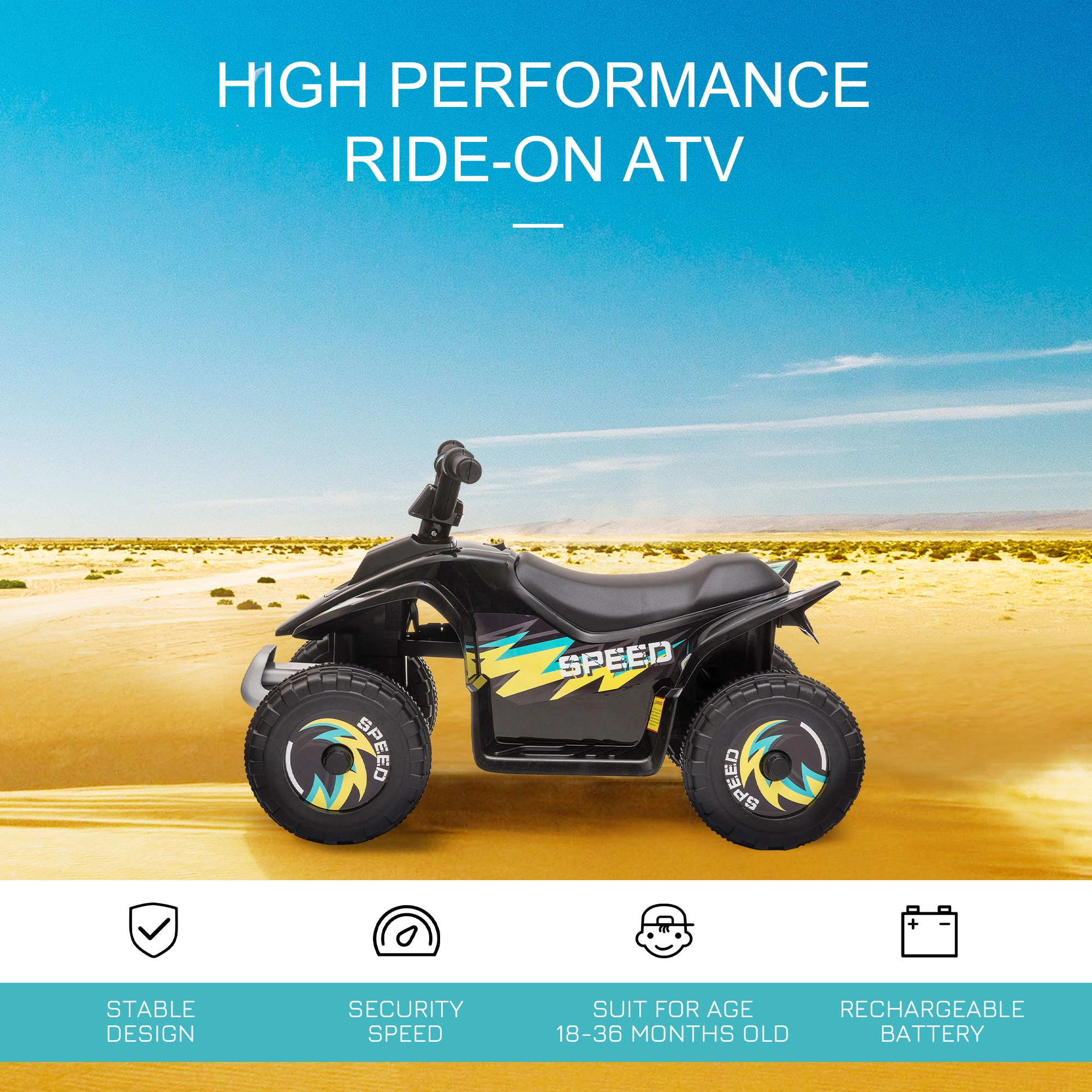 HONGGE 6V Kids ATV Ride-On Toy Car with Forward/Reverse for Toddlers 18-36 Months