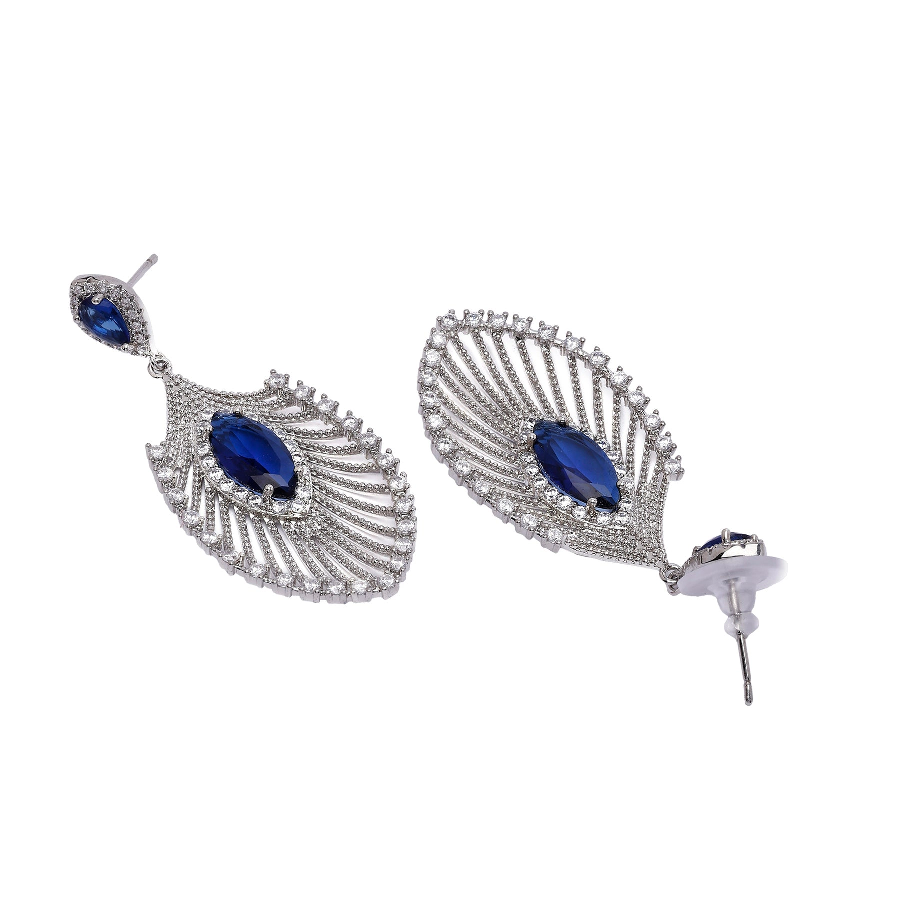 AGP PARIS Womens Diva Peacock Feather Drop Earrings