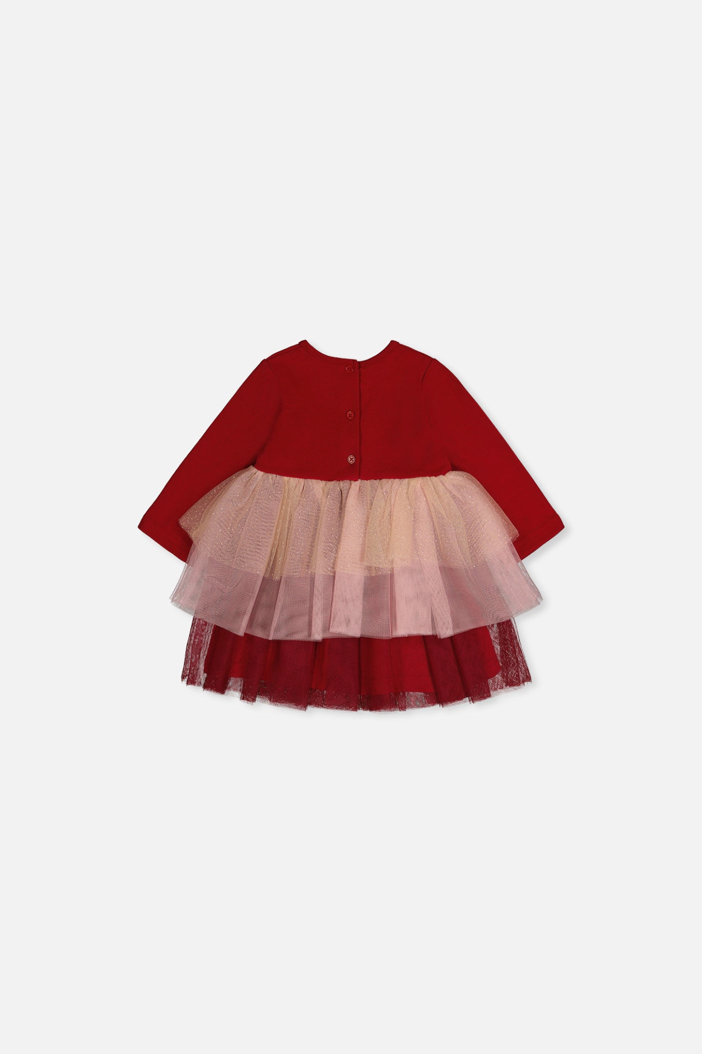 Deux par Girls Bi-Material Dress with Glittering Skirt