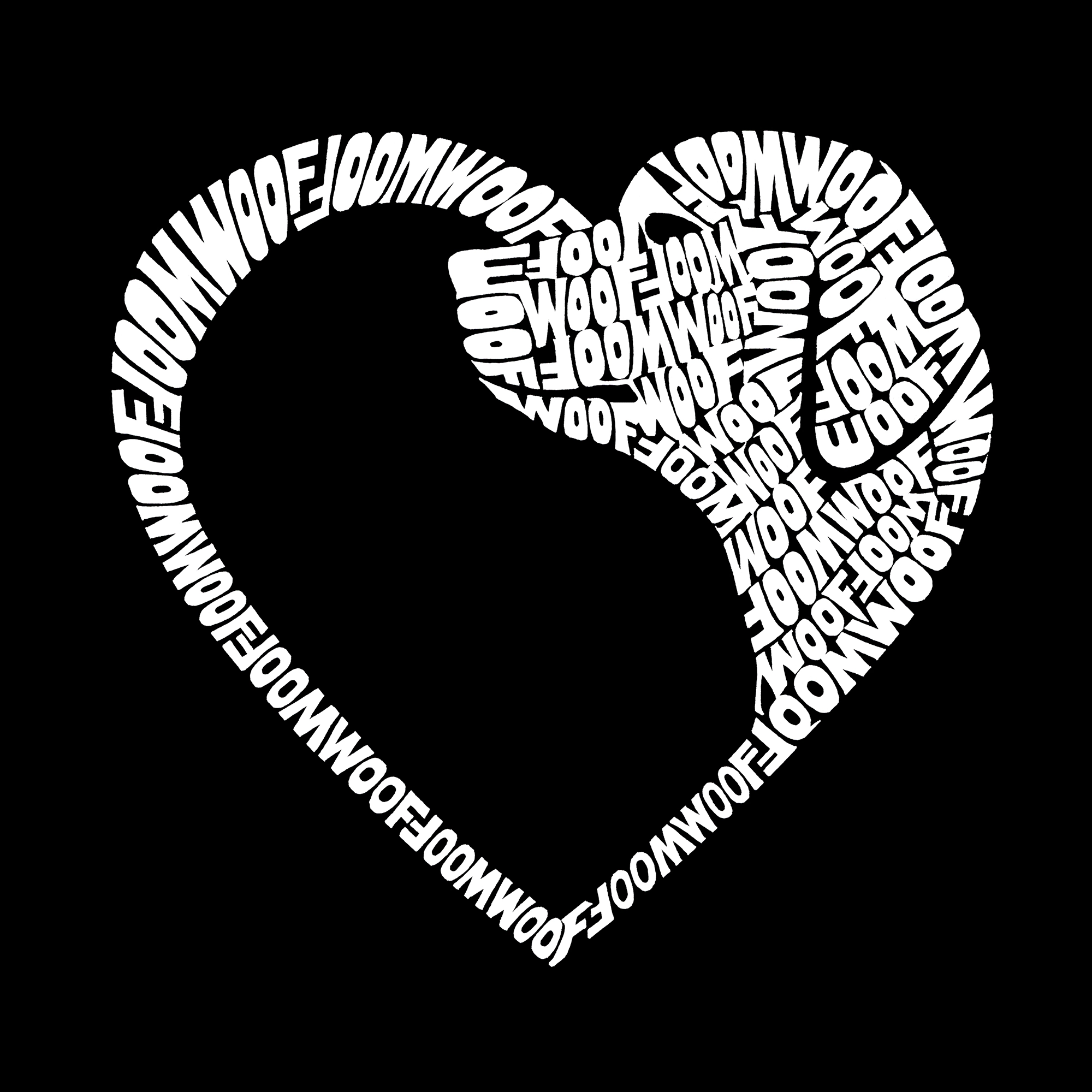 LA Pop Art Dog Heart - Men's Word Hooded Sweatshirt